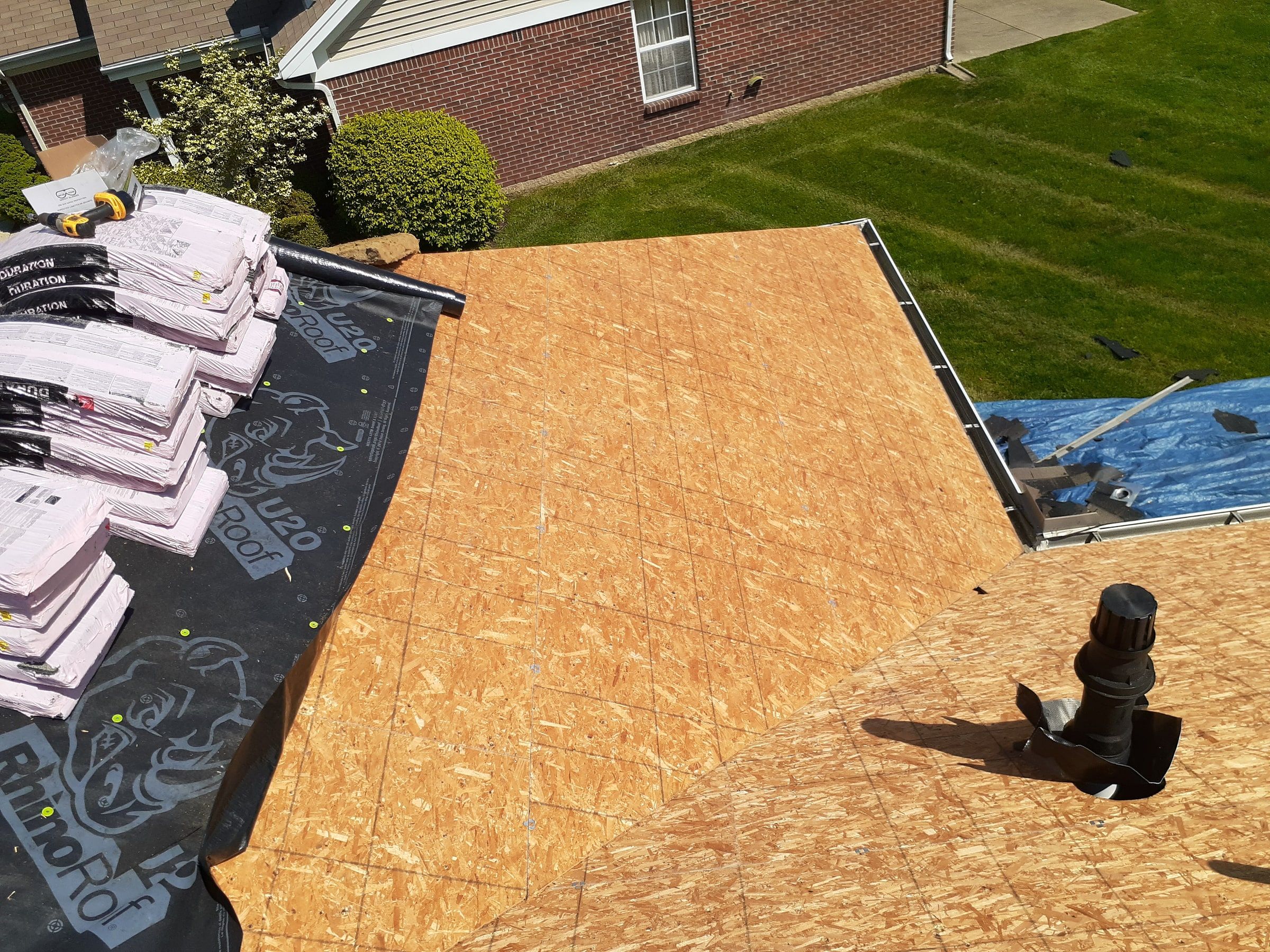 New sheathing and RhinoRoof on the far slope
