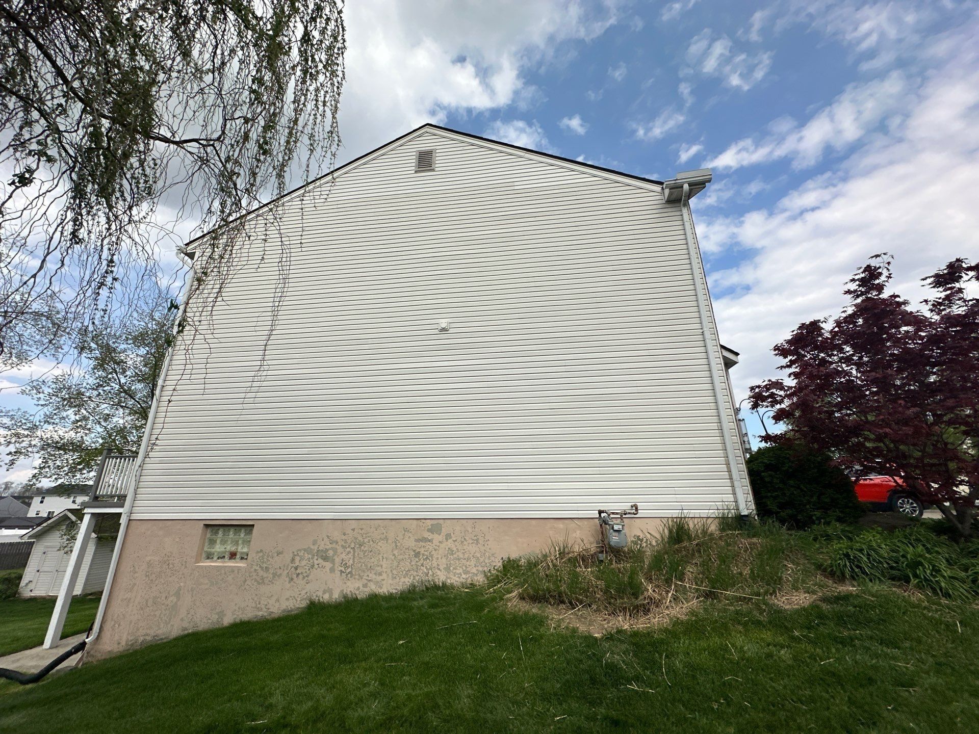 The finished side of the house with the new siding, Xenia, Ohio.
