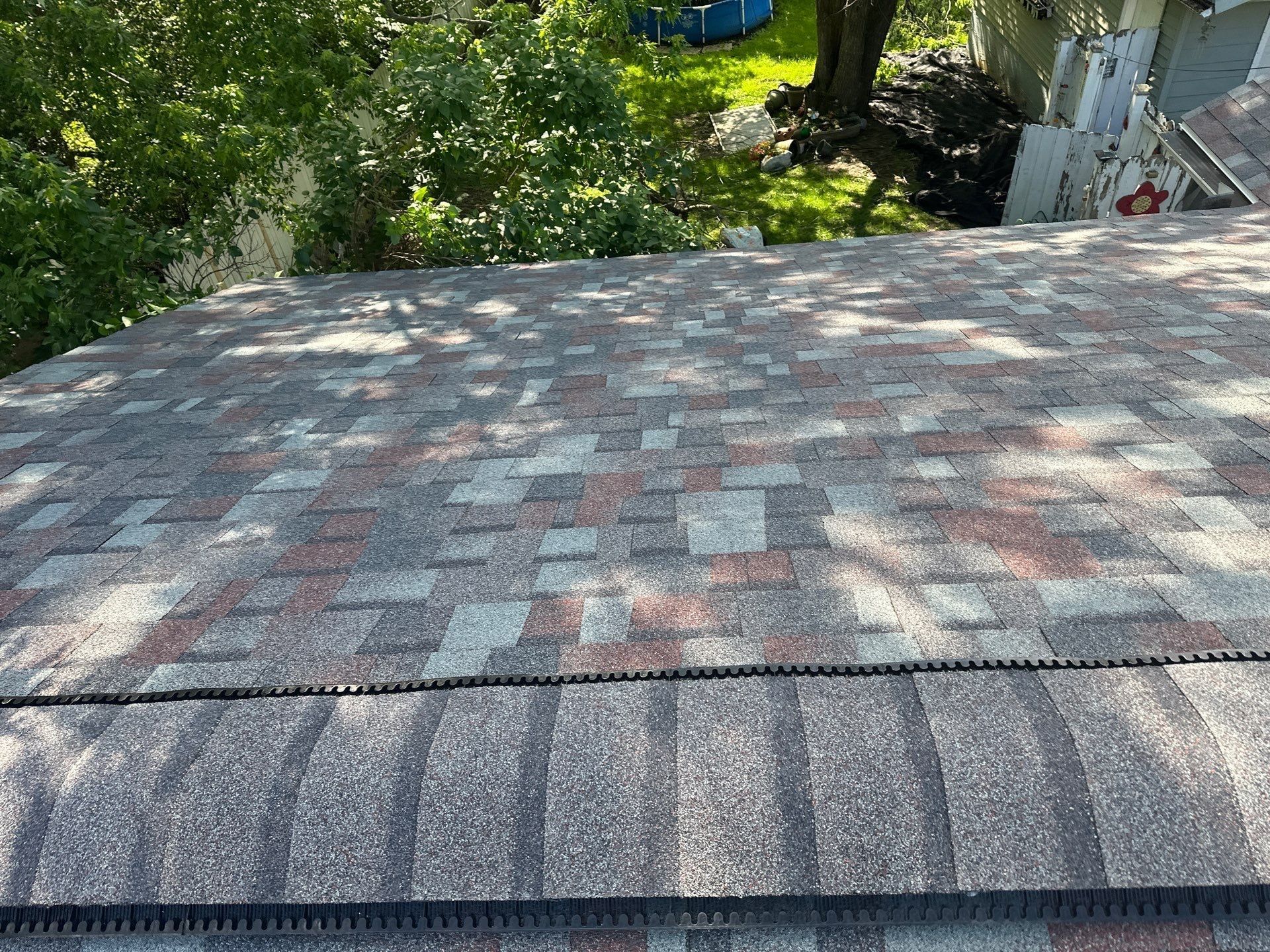 Capped ridge, pool and piled tarps