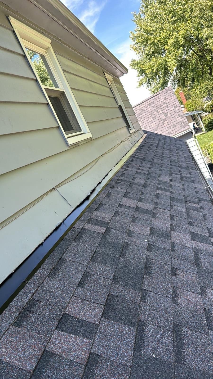 Finished shingles along the dormer wall, Beavercreek, Ohio.