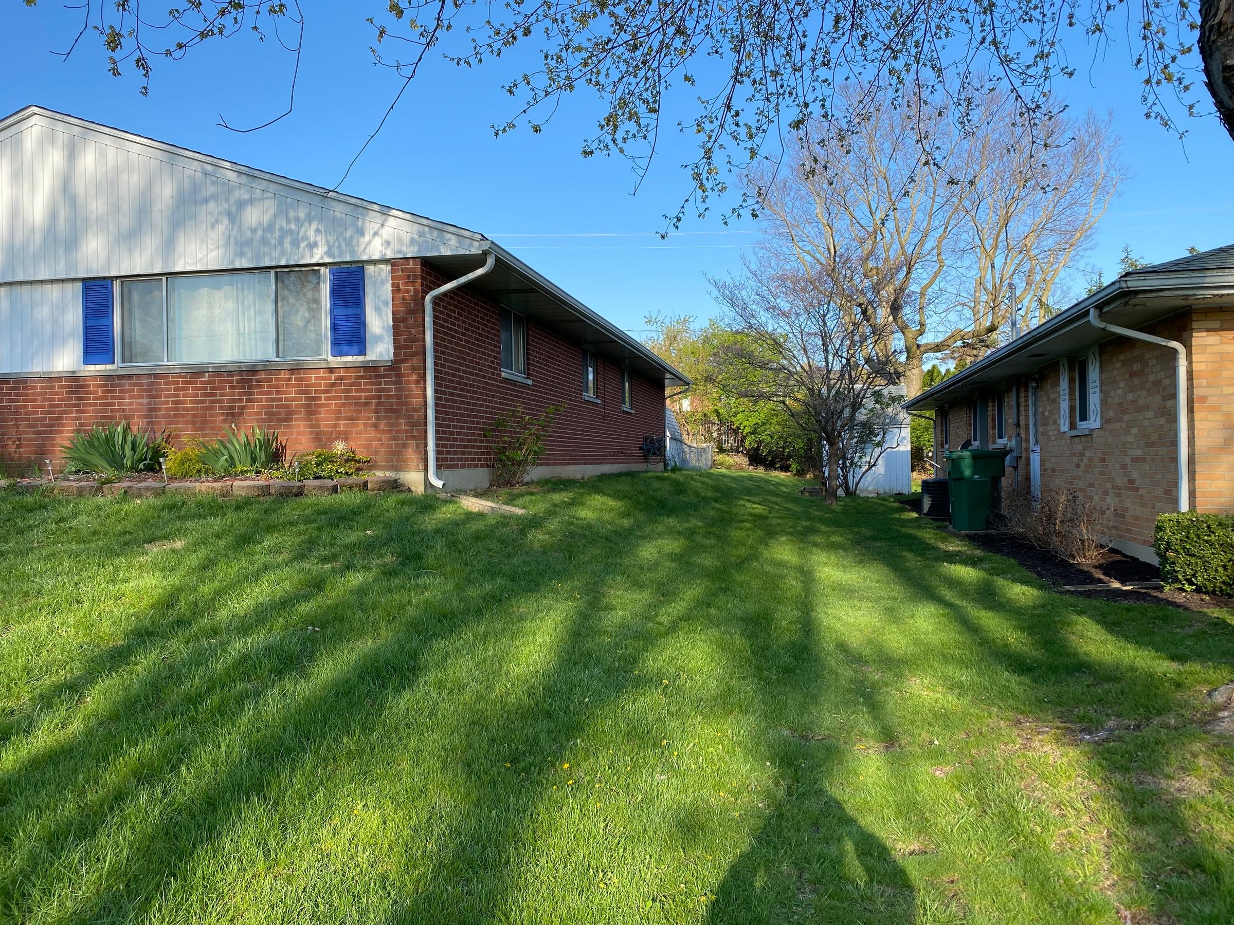 The side of the house under the new roof, from the lawn, Kettering, Ohio.