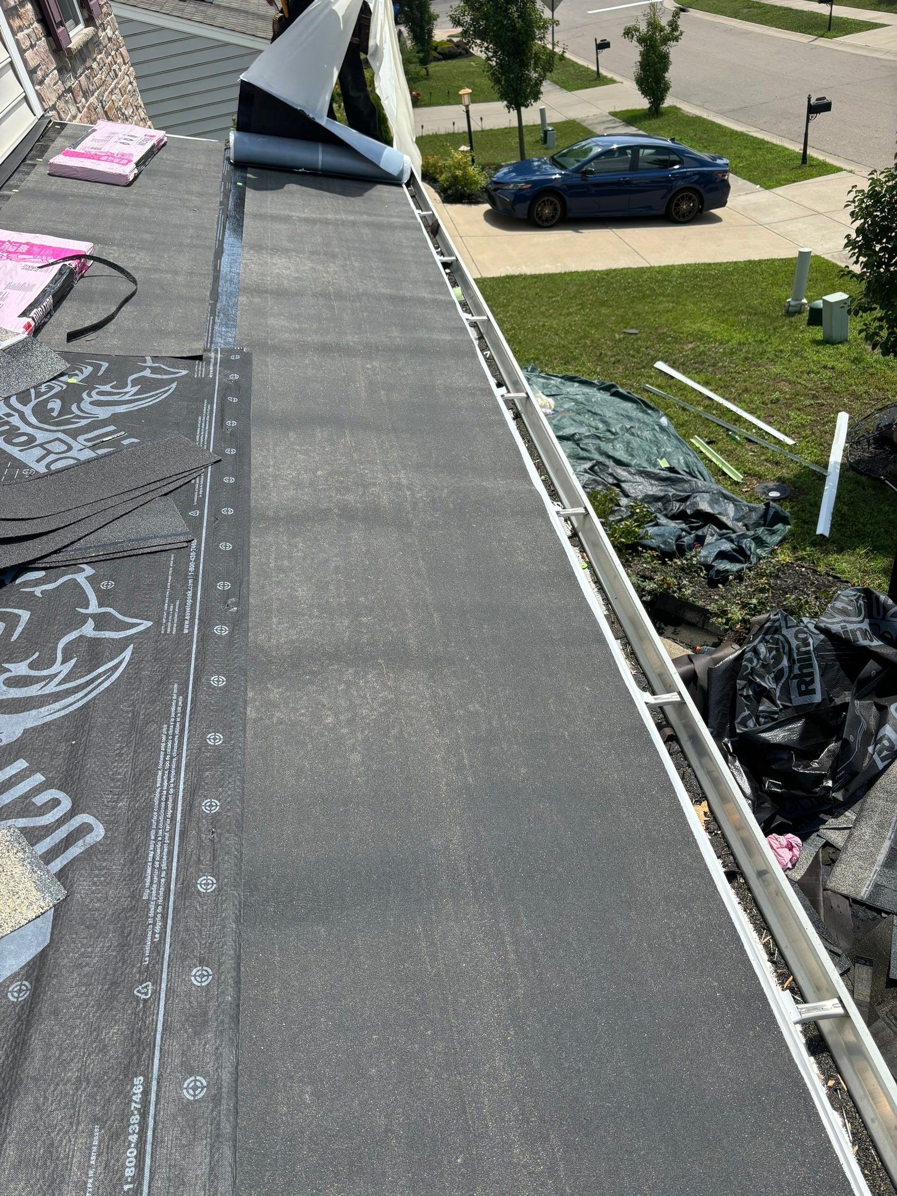 Underlayment and drip edge at the eave