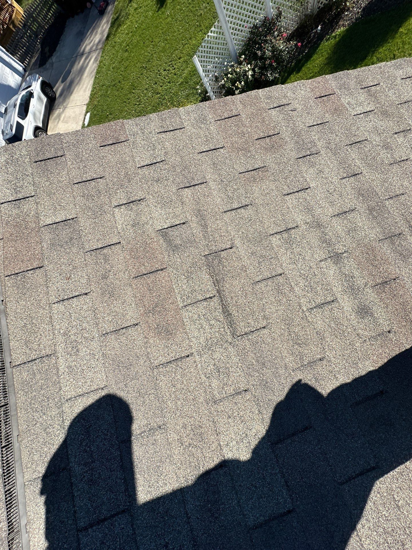 A close look at the old shingles near the eave, Beavercreek, Ohio.