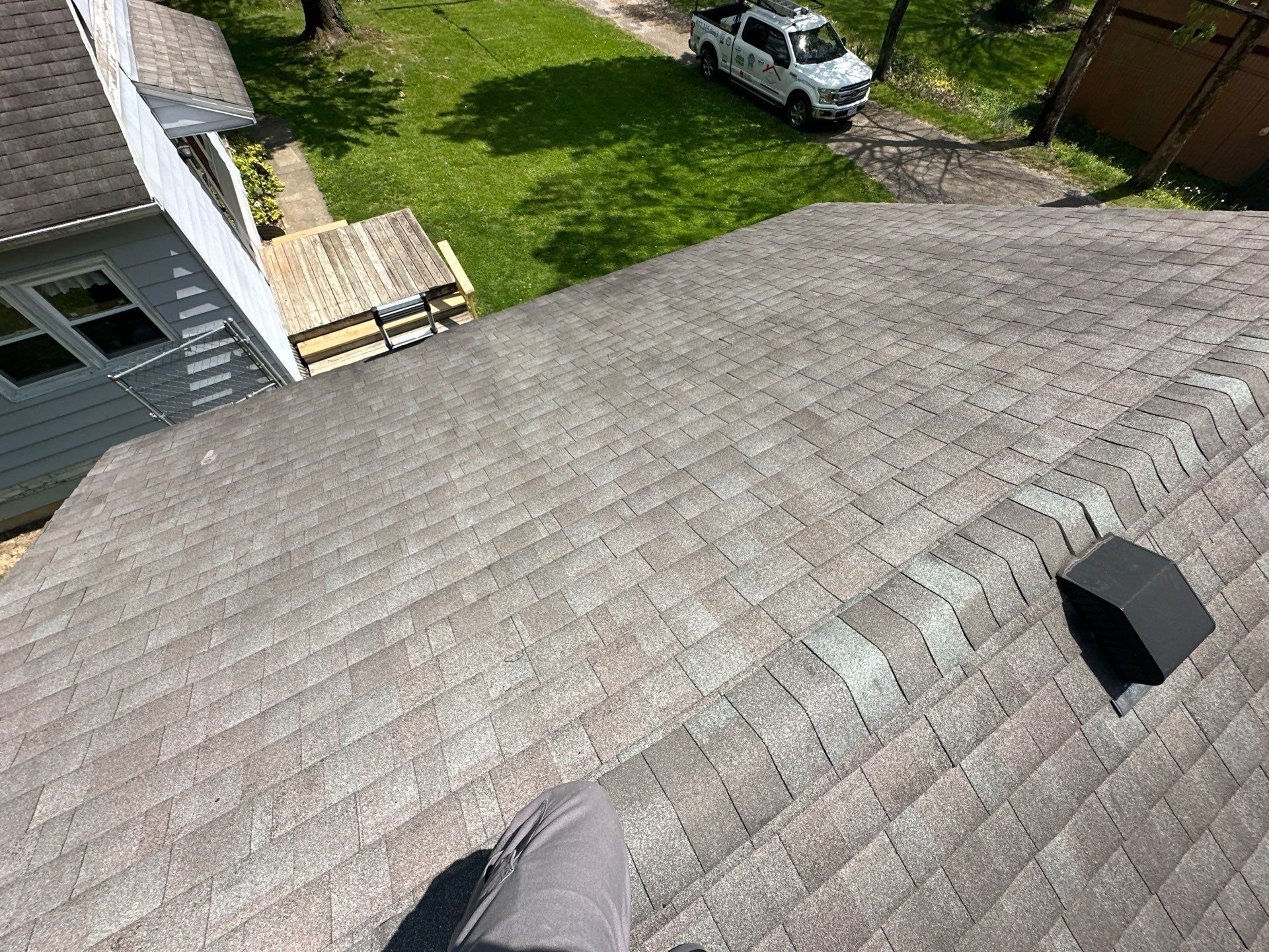 Wide slope of the original roof