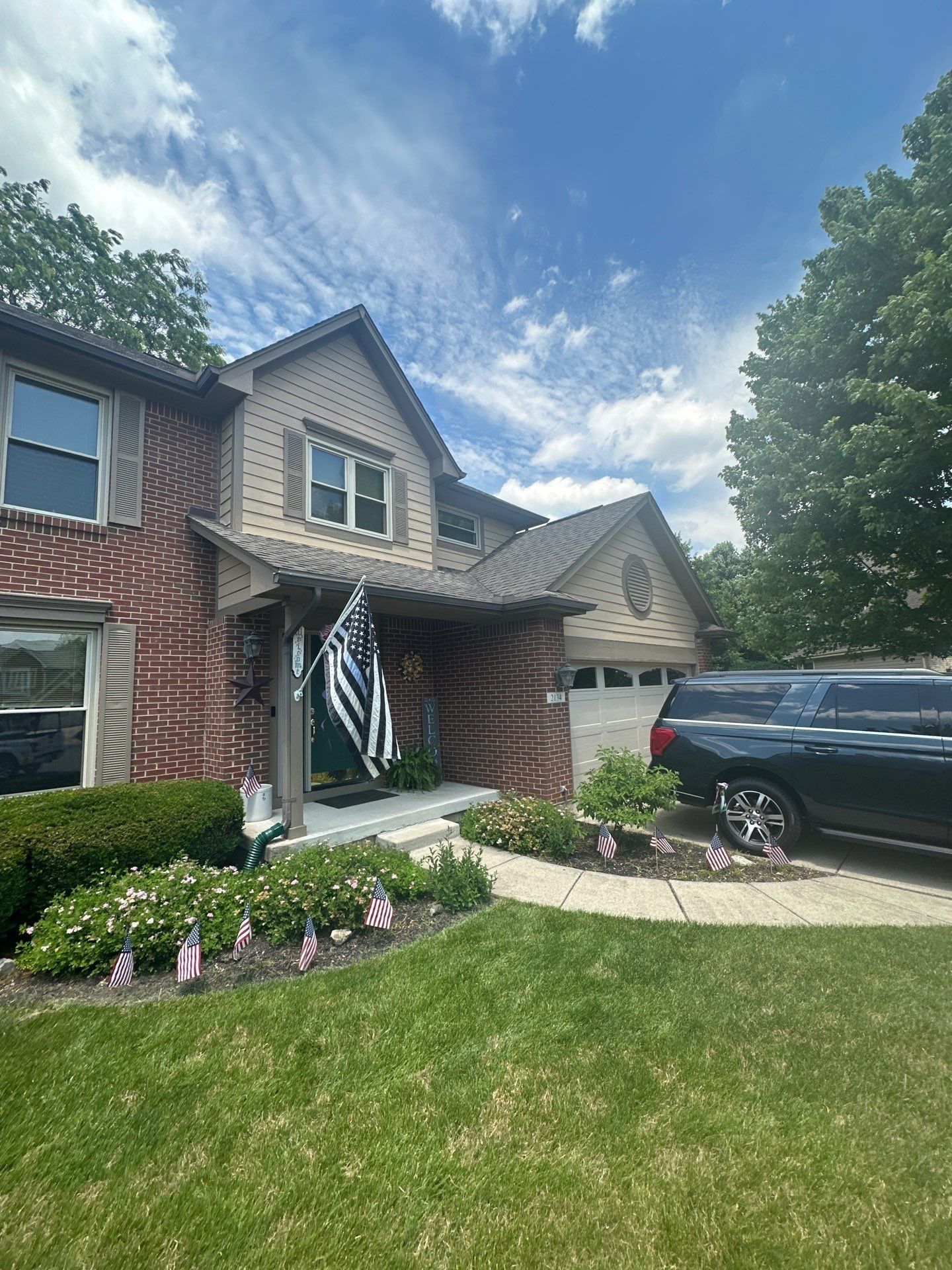 Front elevation and porch
