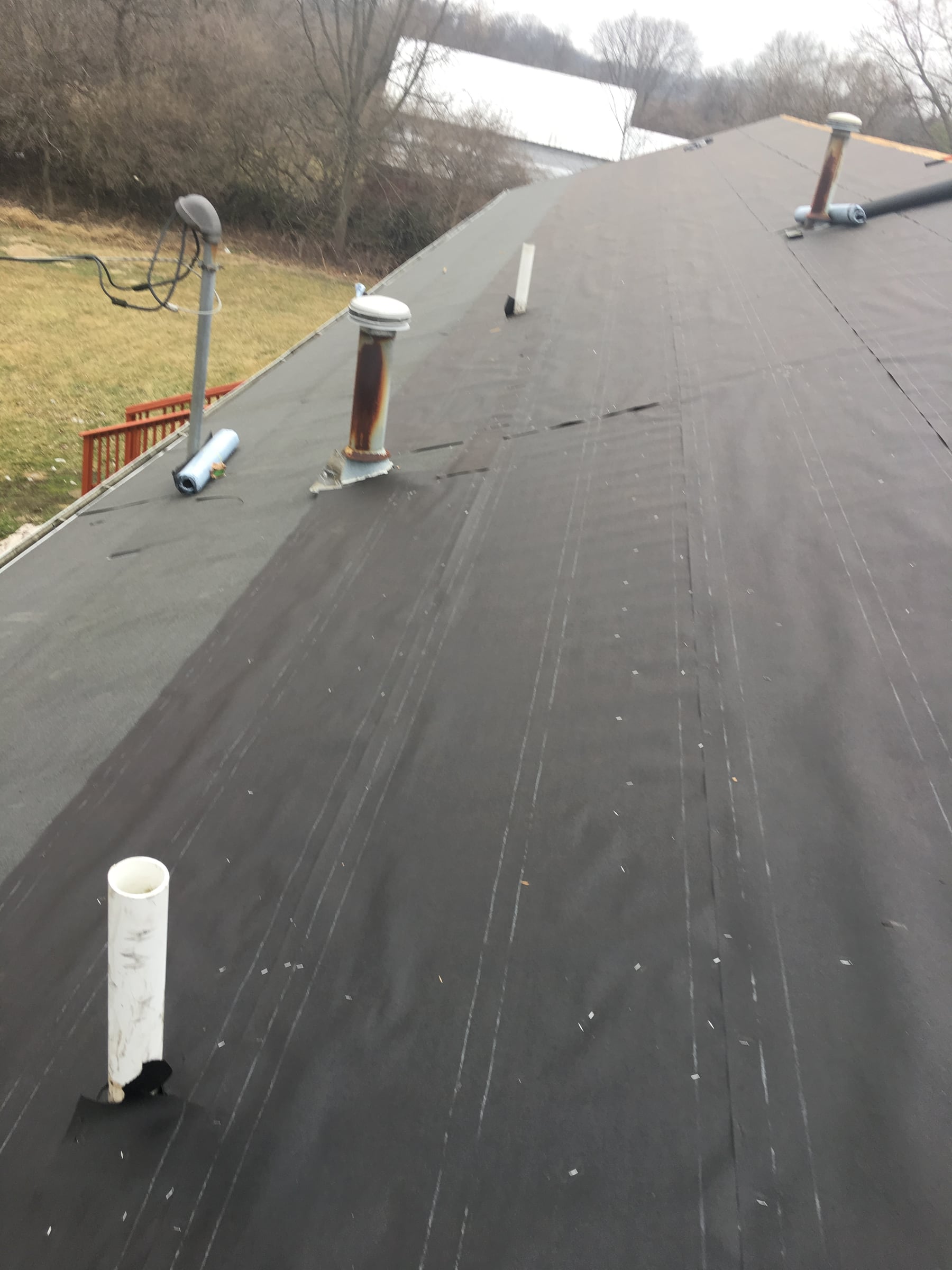 Three collared roof penetrations