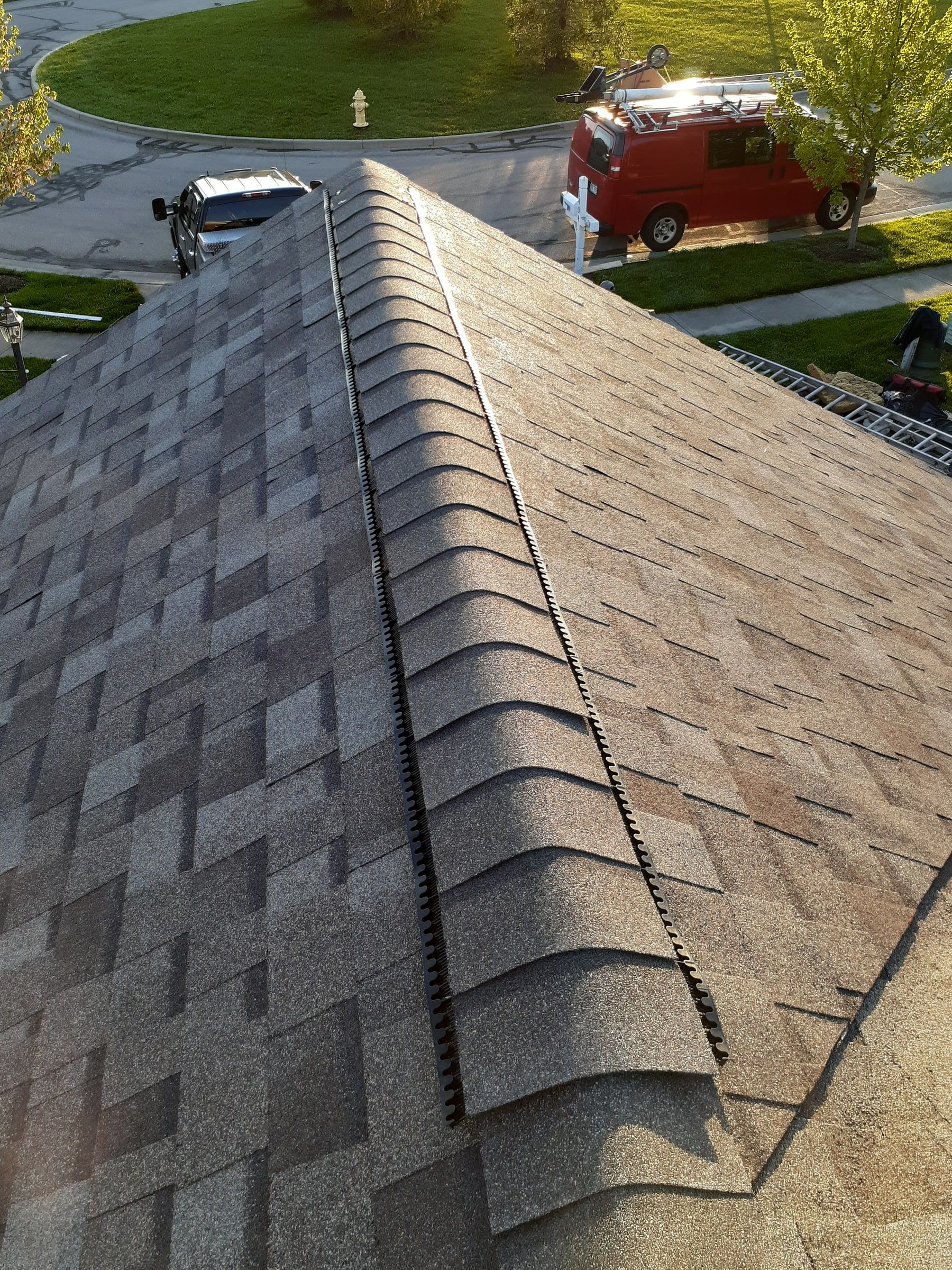 Hip with the ridge cap over the vent