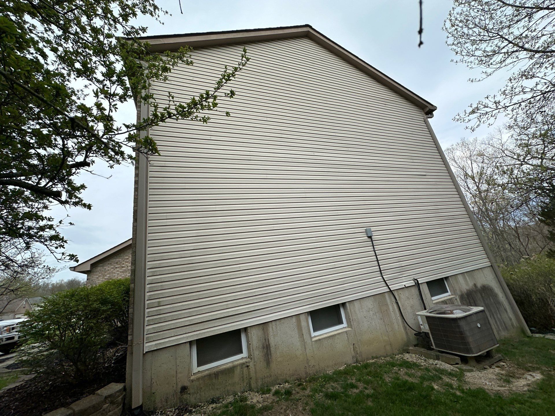 Blank gable wall and concrete foundation
