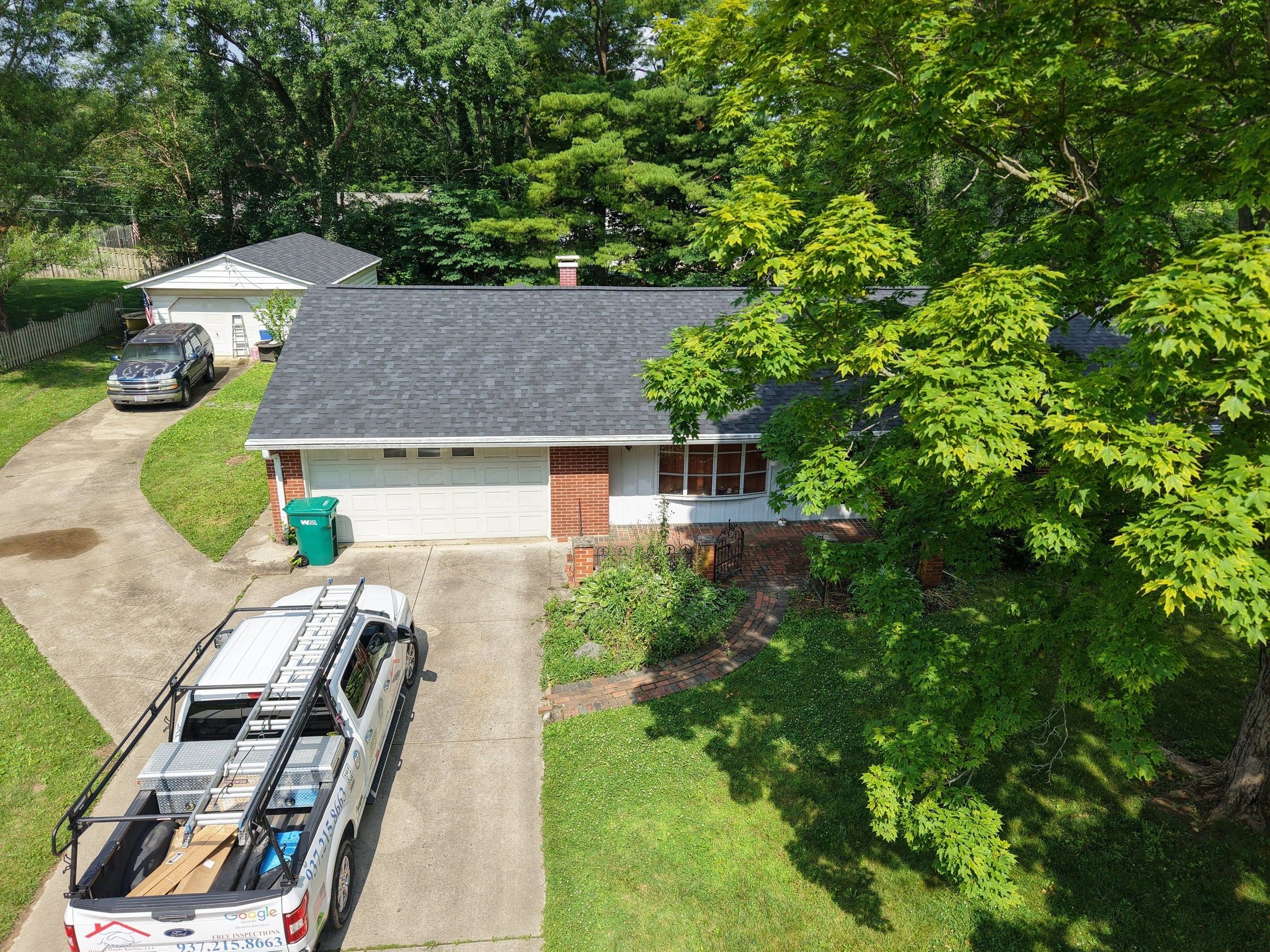 Front lawn and roof from above