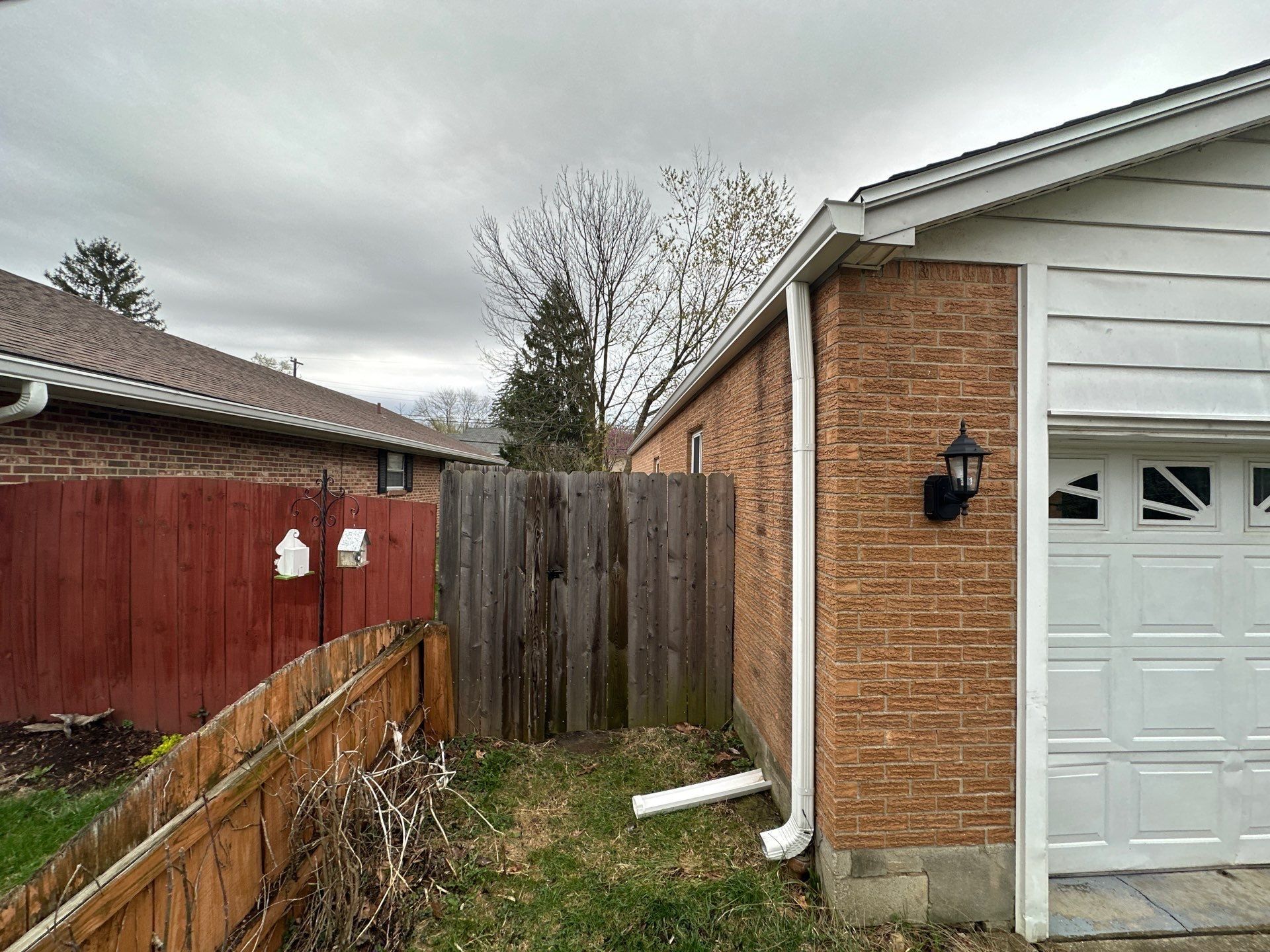 End of the house and downspout