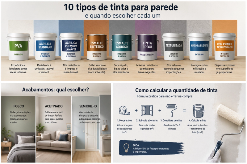 10 tipos de tintas para parede - mapa da pintura