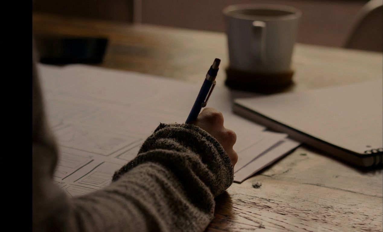 student writing on paper