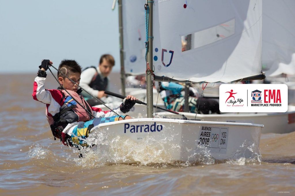 Student sailing on a boat