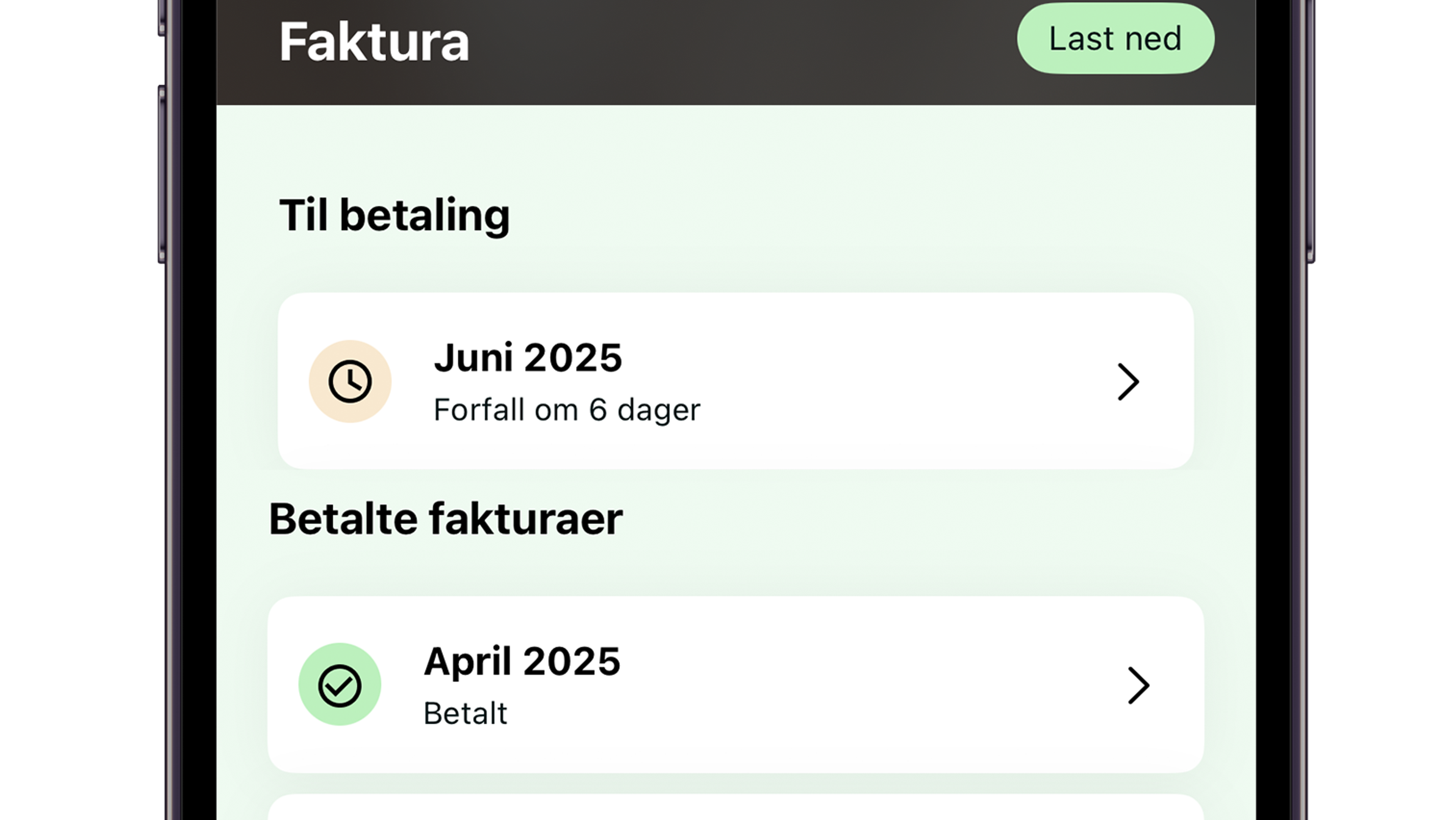 I NextGenTel-appen får du faktura lett tilgjengelig.