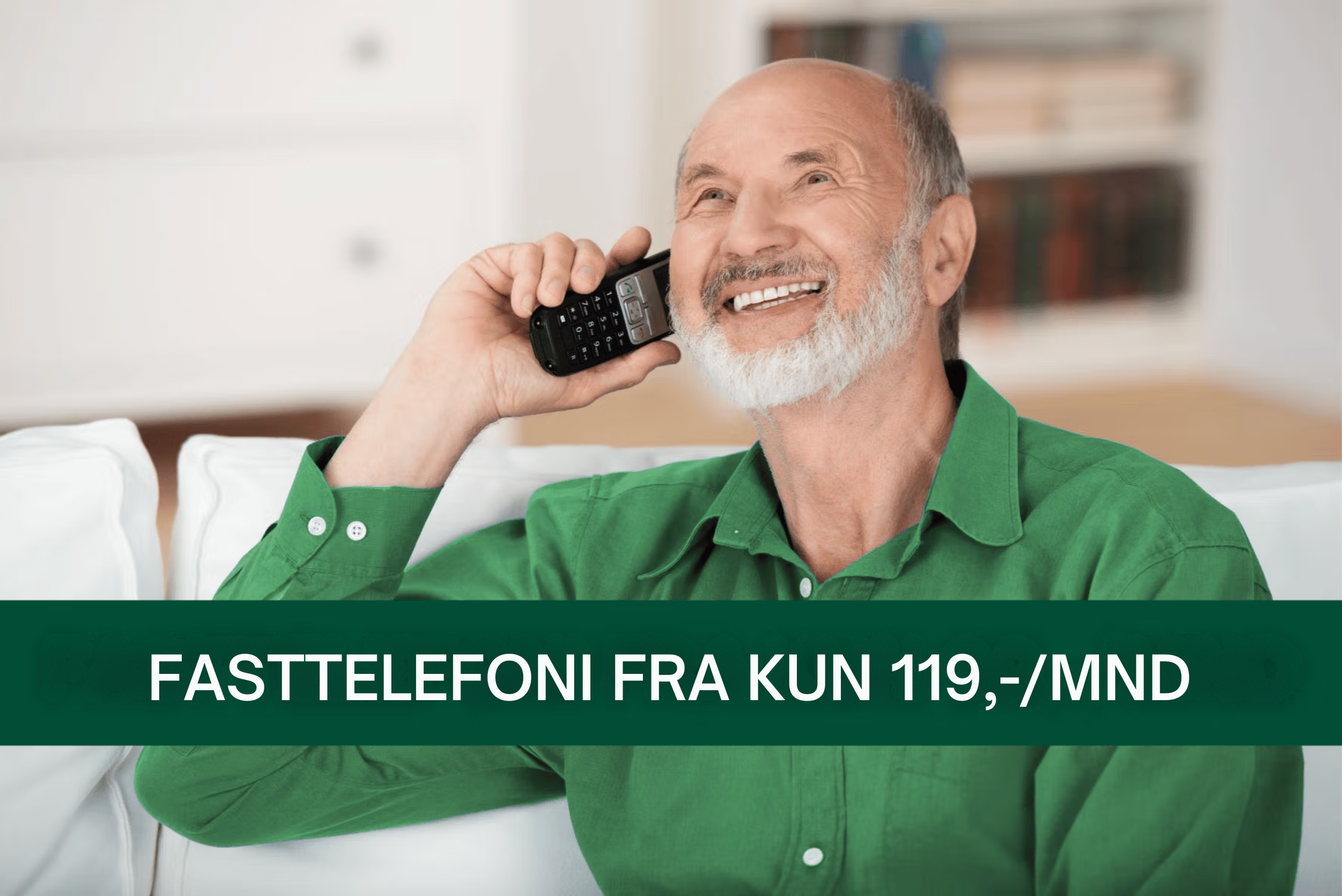Telio Fasttelefoni mann med Gigaset telefon