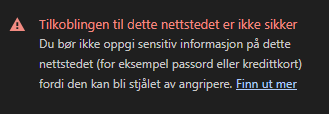 Tilkoblingen til dette nettstedet er ikke sikker.