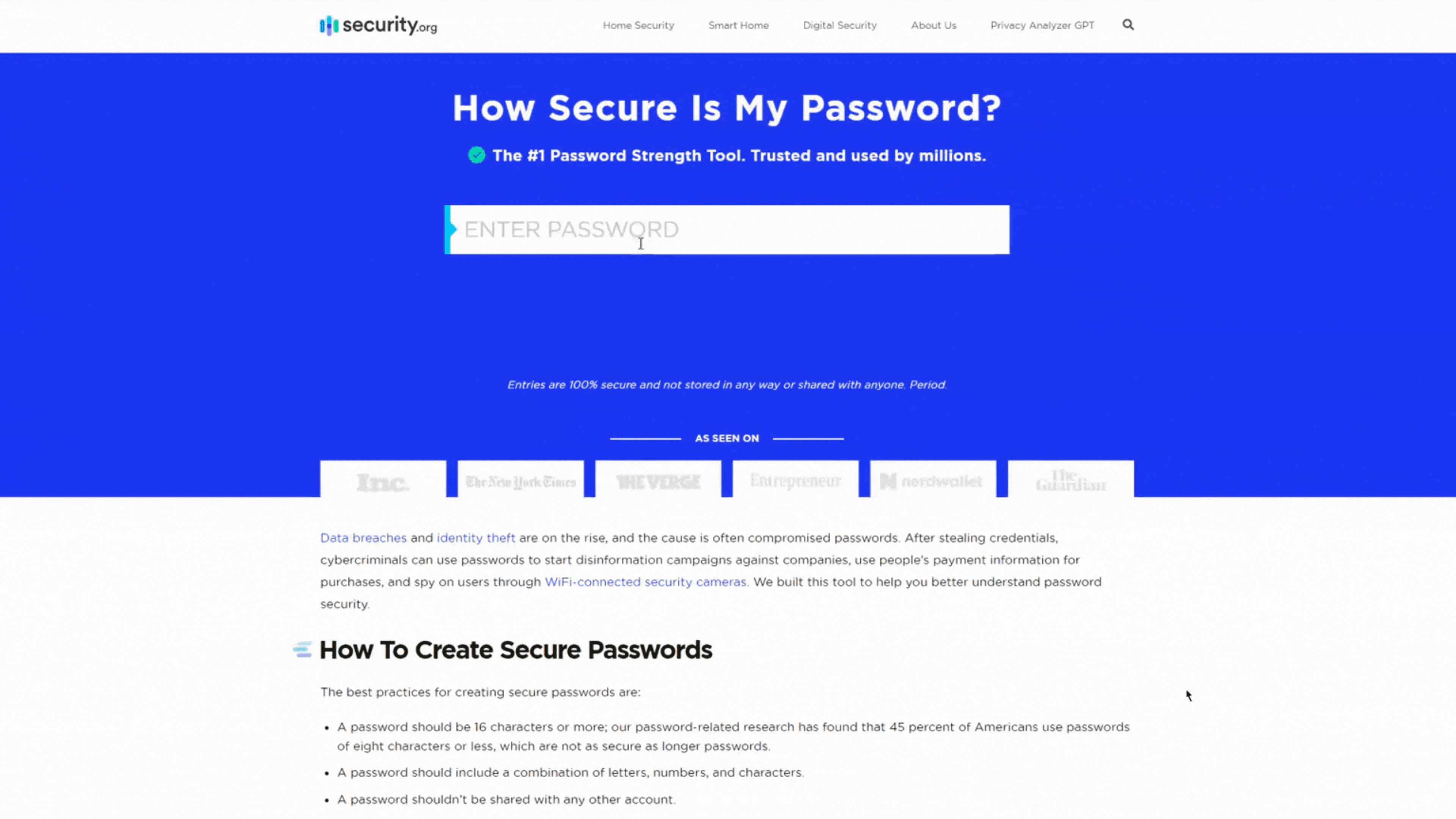 Verktøyet How Secure Is My Password? hjelper deg til å teste styrken på passord.