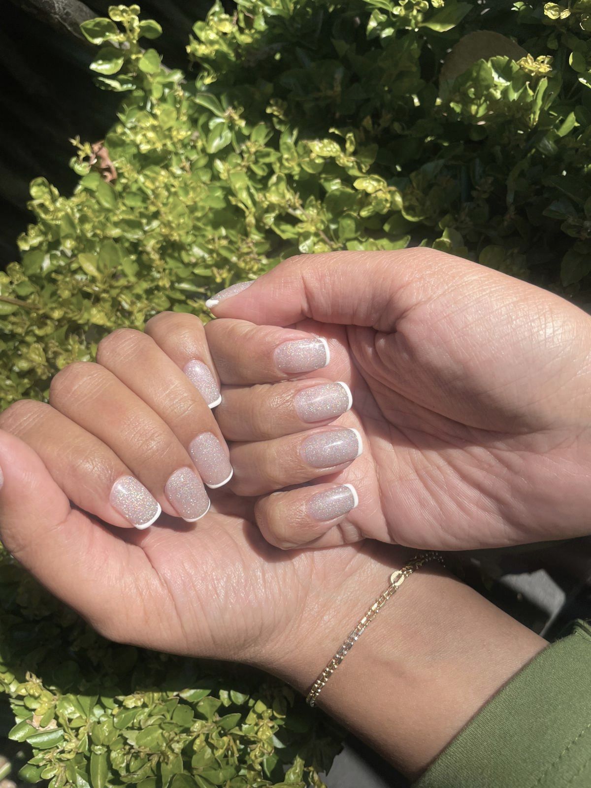 Shimmery silver French gel nails by Keep It Polished