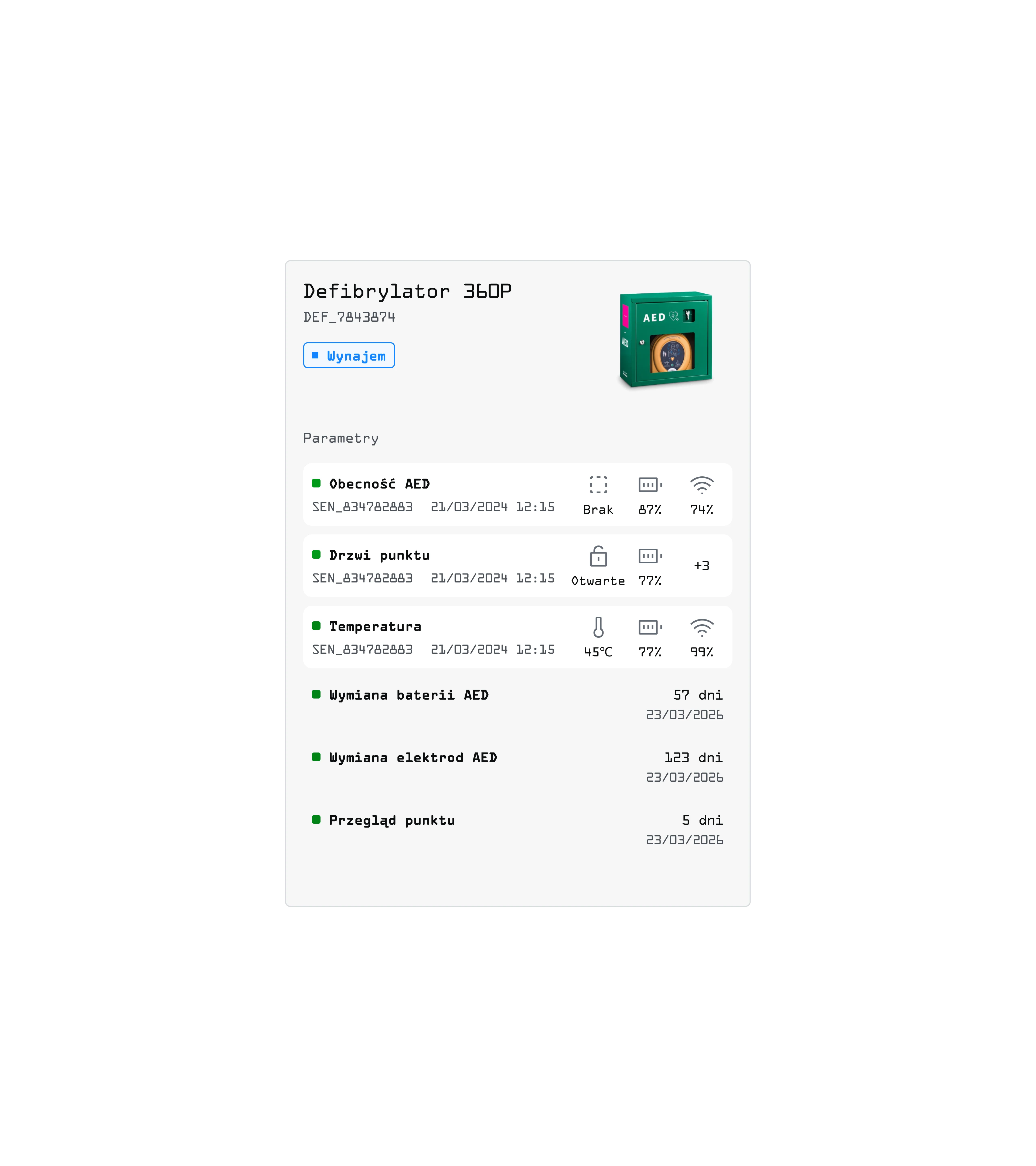 The picture shows the elements of the Sencity application - pixelated