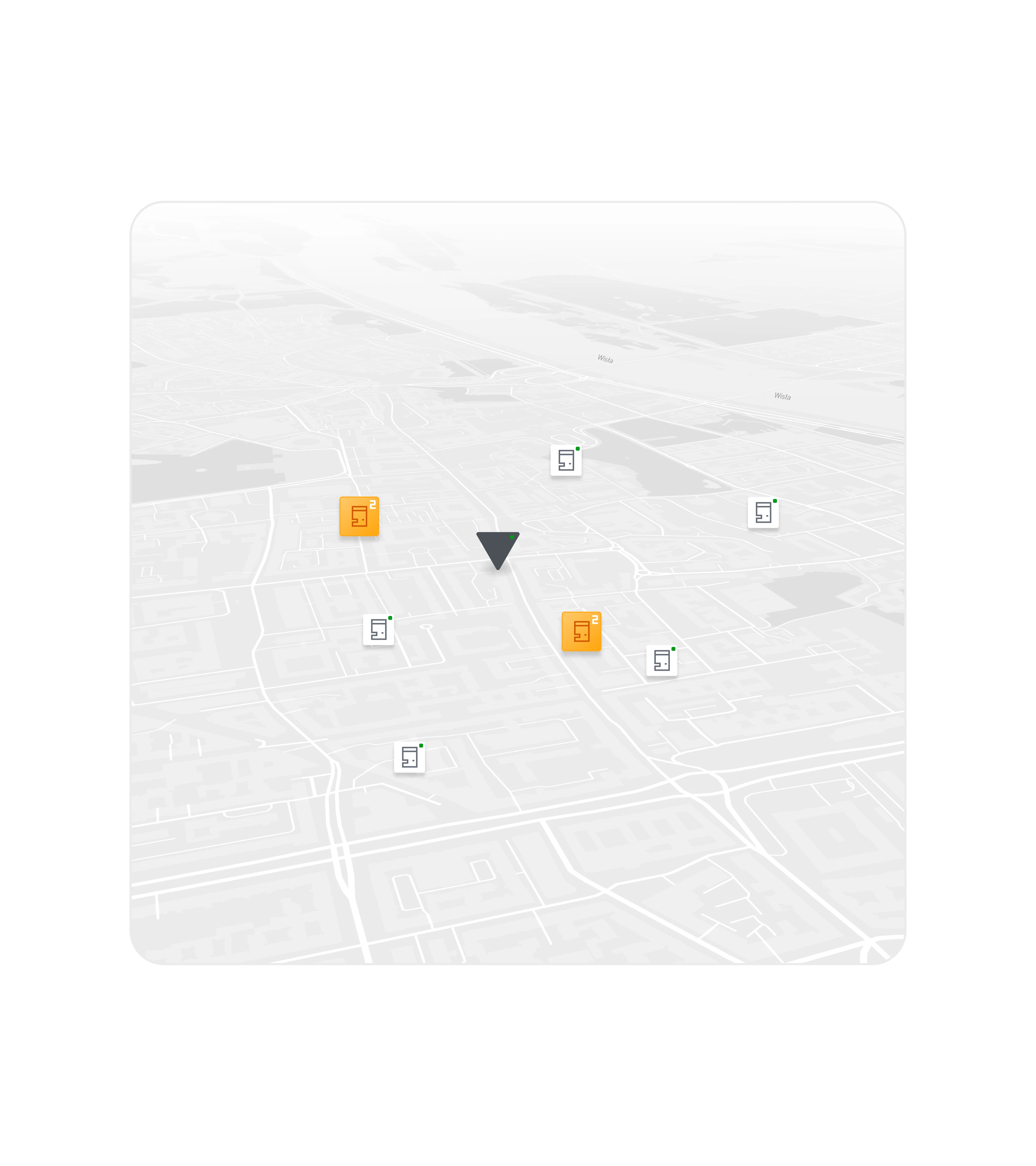 The picture shows the elements of the Sencity application - pixelated