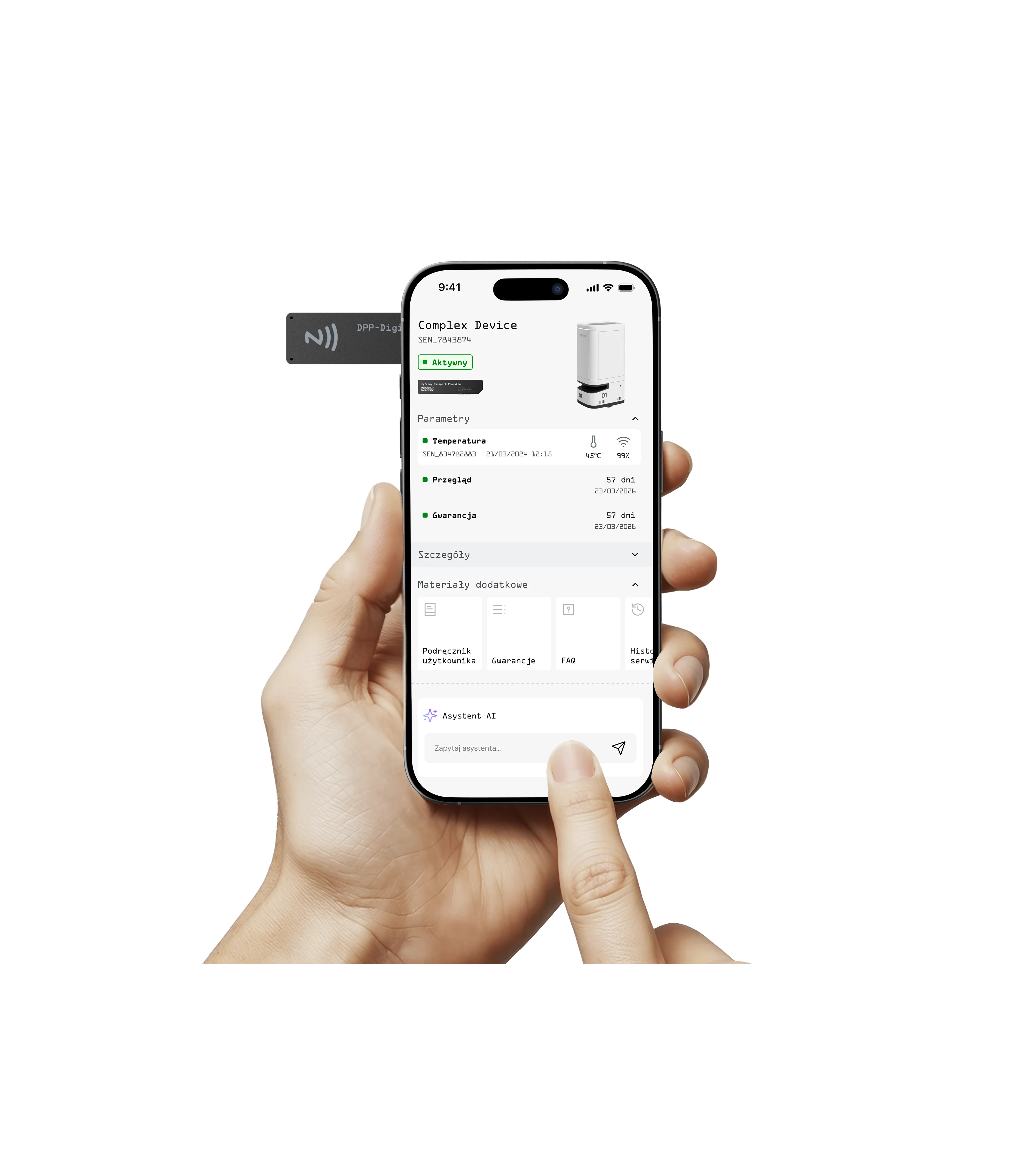 The picture shows the elements of the Sencity application - pixelated