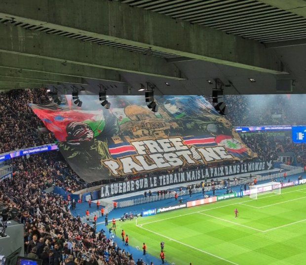 PSG ultras unfurl an enormous 'Free Palestine' tifo