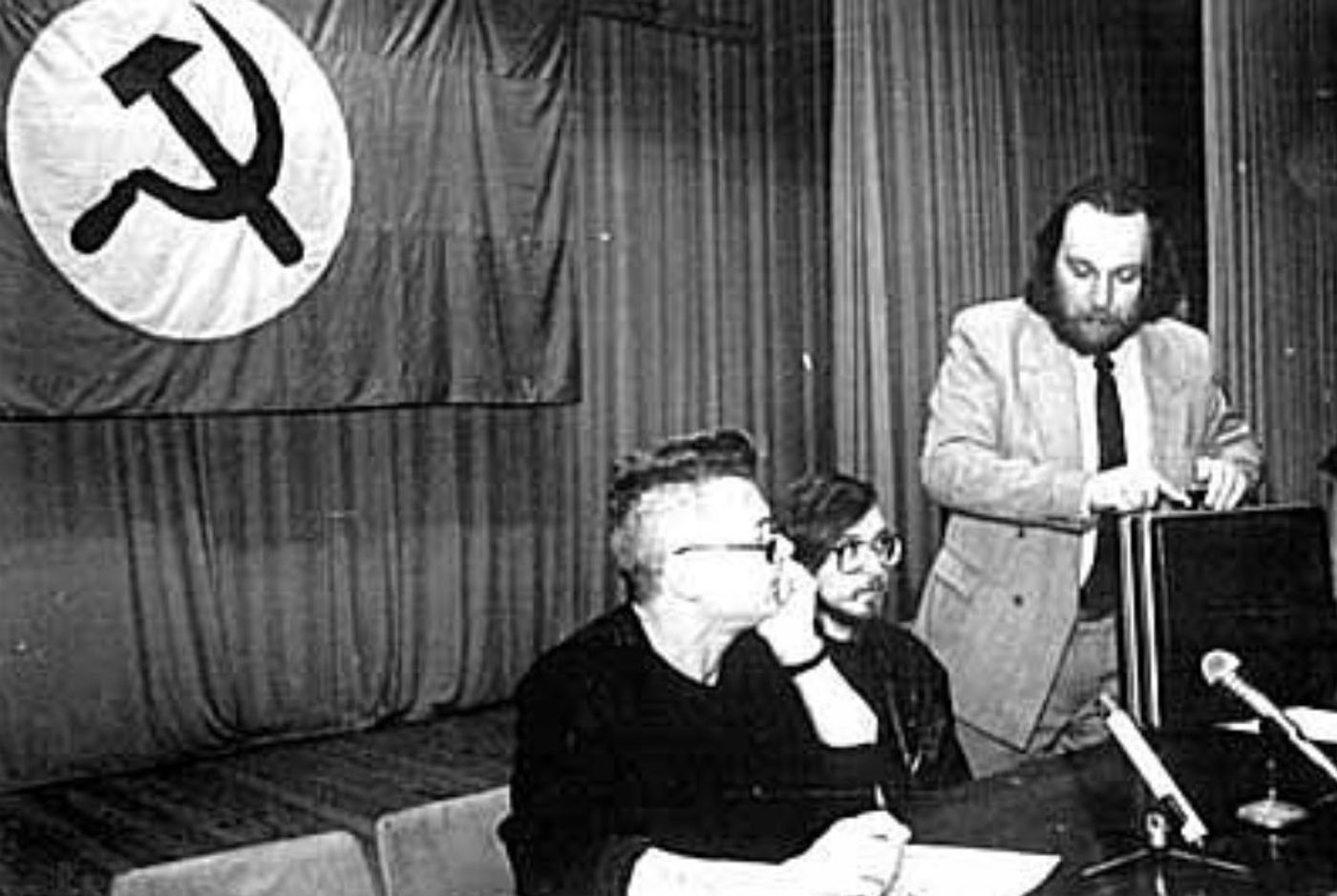 Figure 1: Limonov (left), Letov (center), and Dugin (right) at a conference
