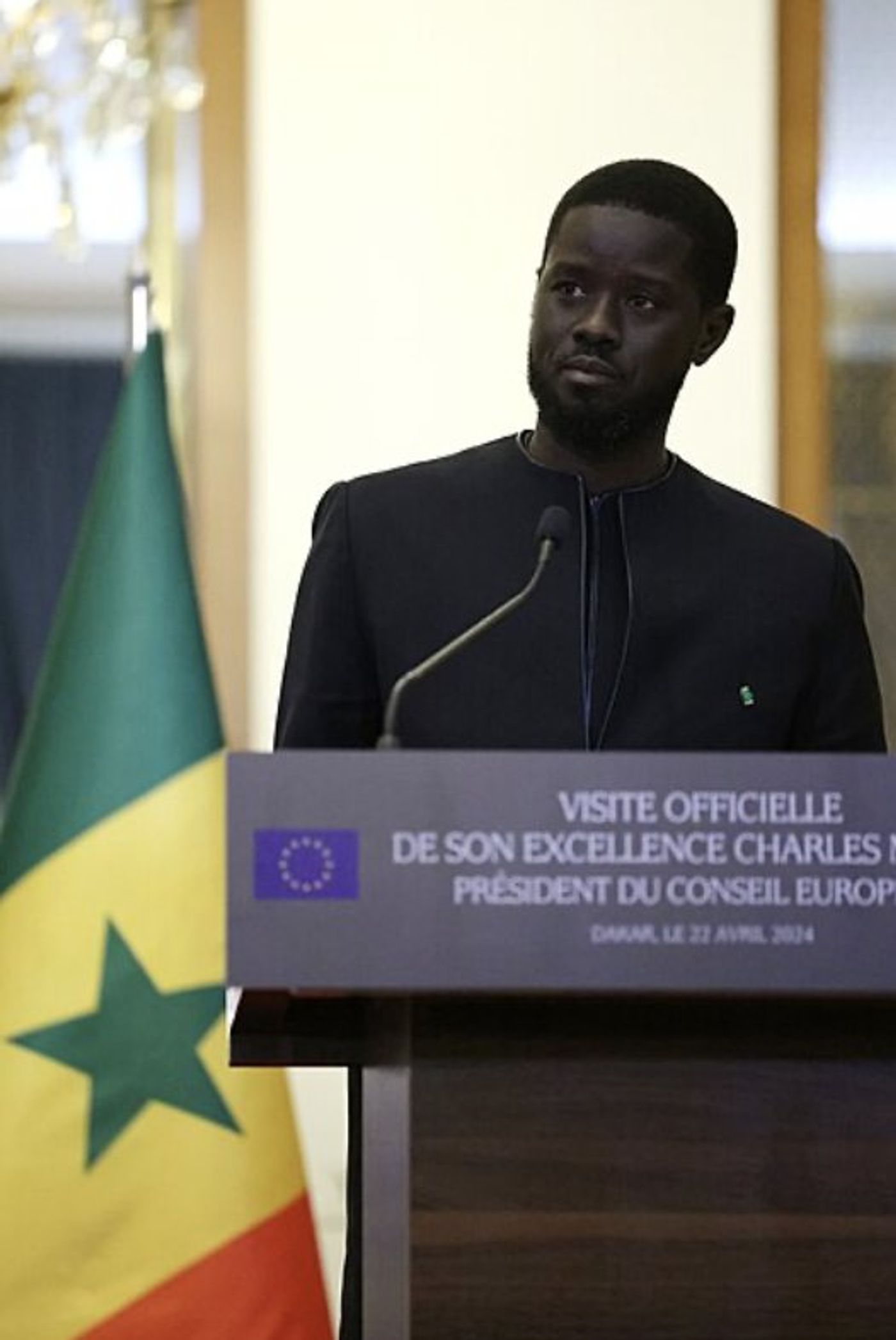 Bassirou Diomaye Faye during a visit by Charles Michel