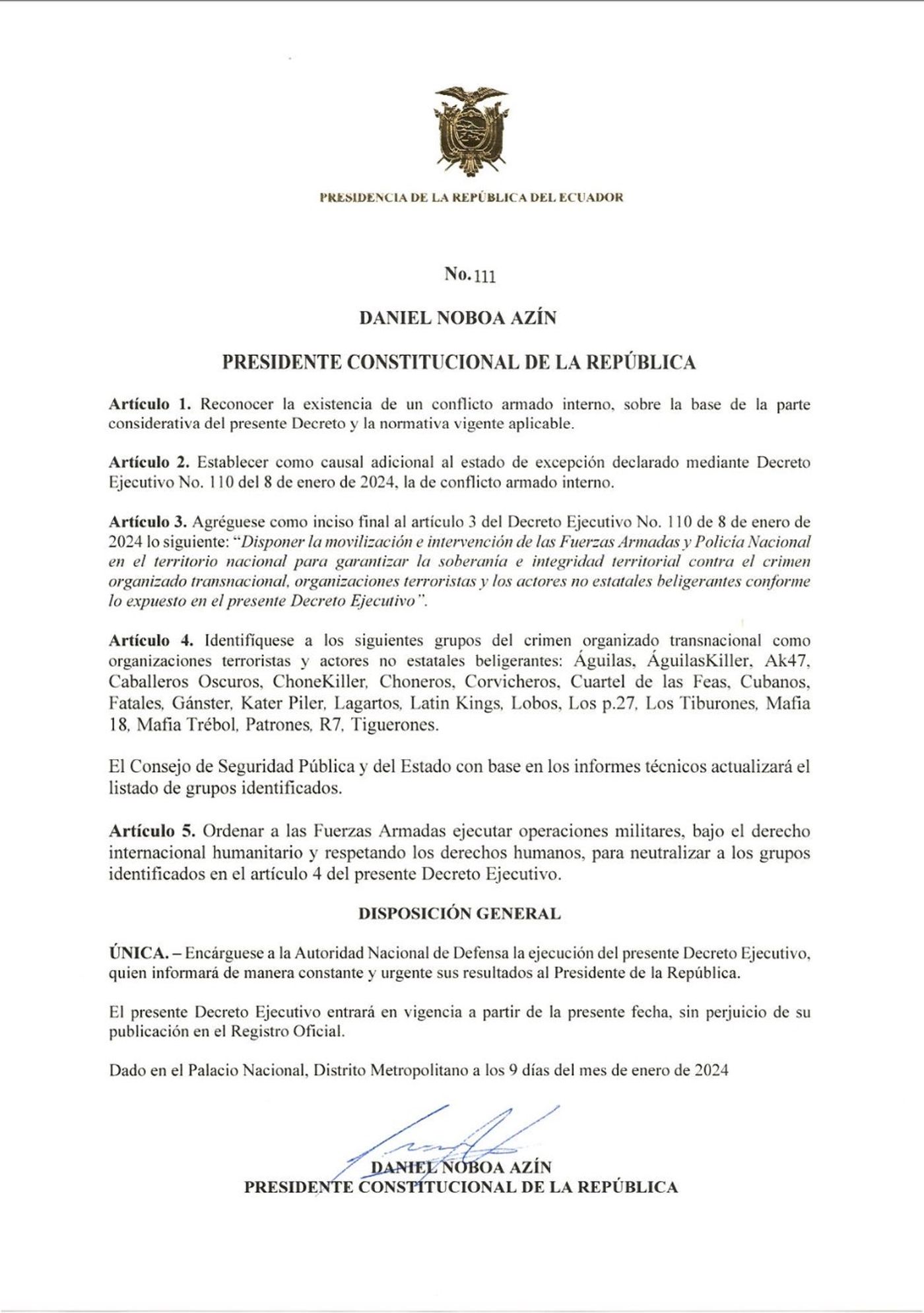 Ecuadorian state response to the gang crisis