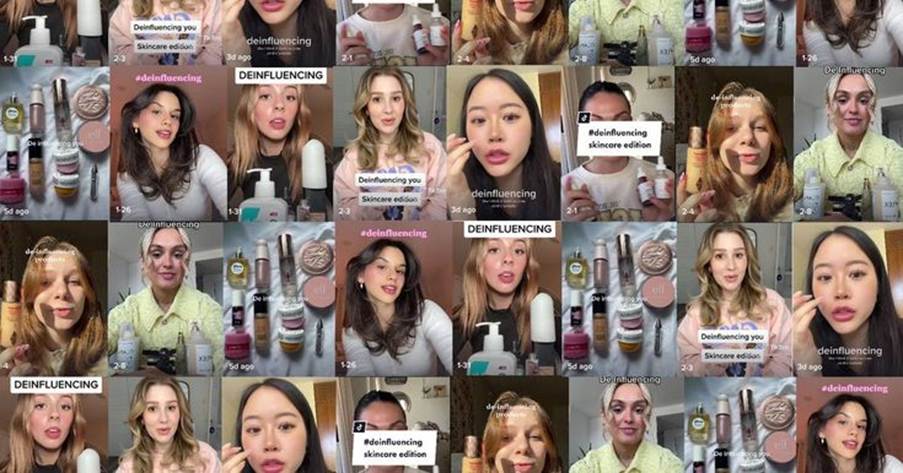 This may contain: many different pictures of women making faces with their hair and makeup products in front of them