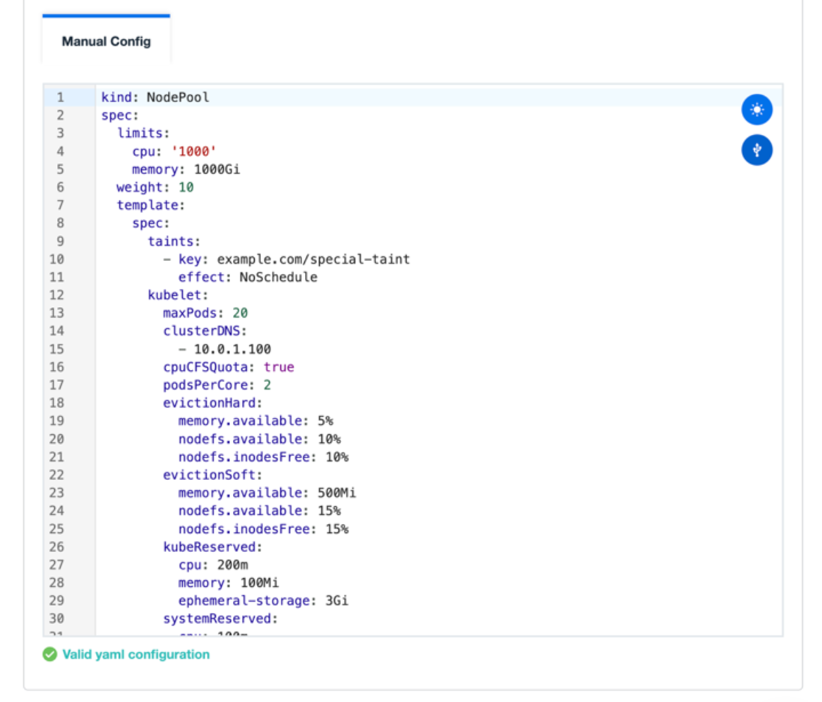Image displaying addition of new set of validators for the NodeClasses and the NodePools.