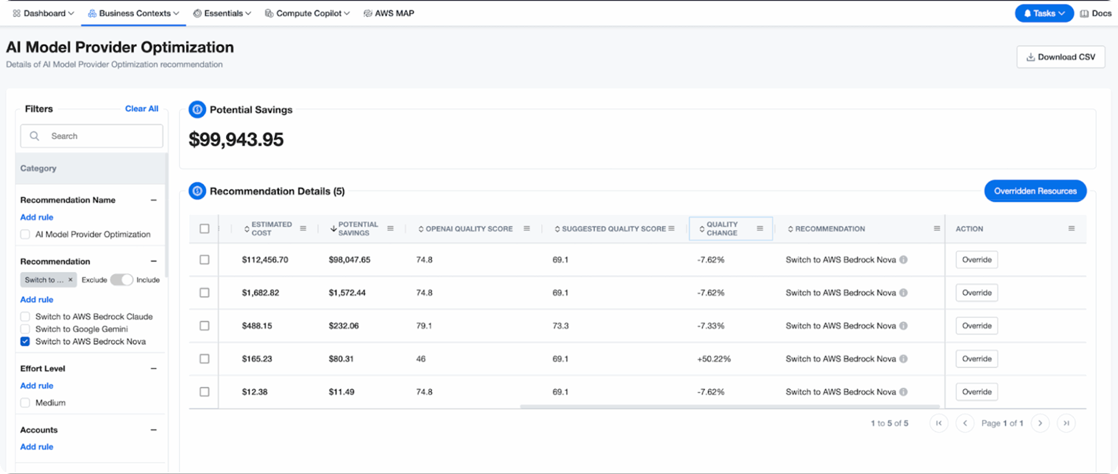 Compare quality and performance impact of switching LLMs