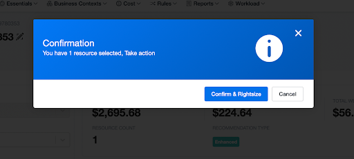 one click rightsizing