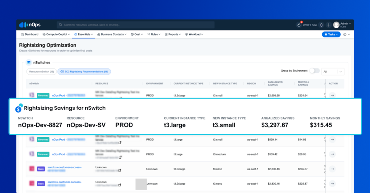 nOps Essentials dashboard