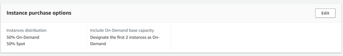 Screenshot of Instance purchase options