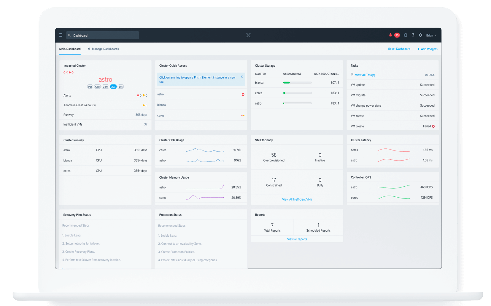 Nutanix dashboard