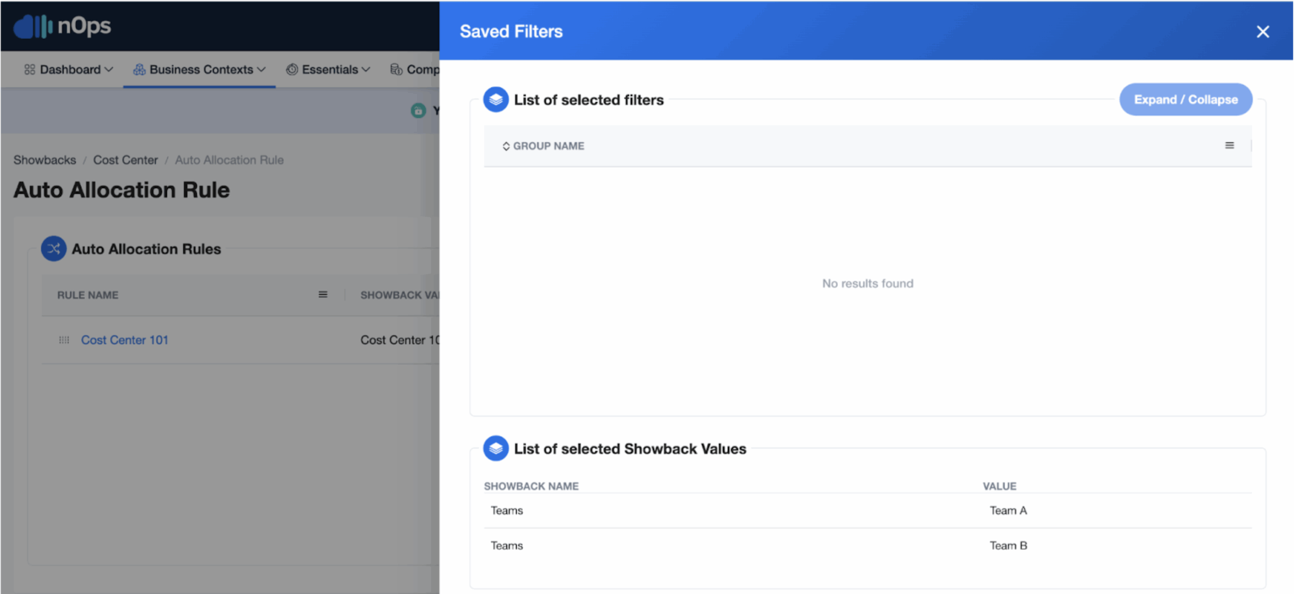 Auto Allocation Rule in the nOps Dashboard