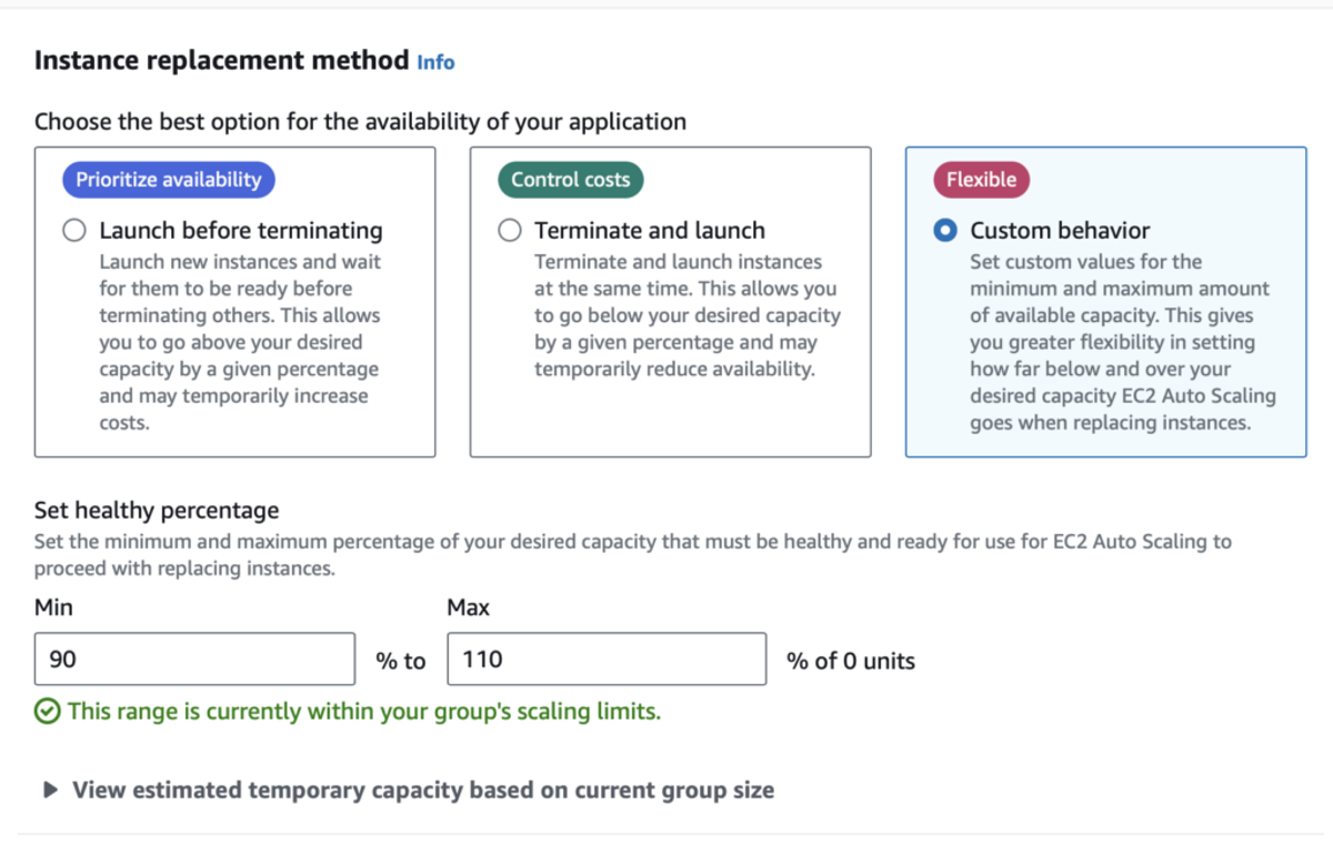 Select the instance refresh strategy