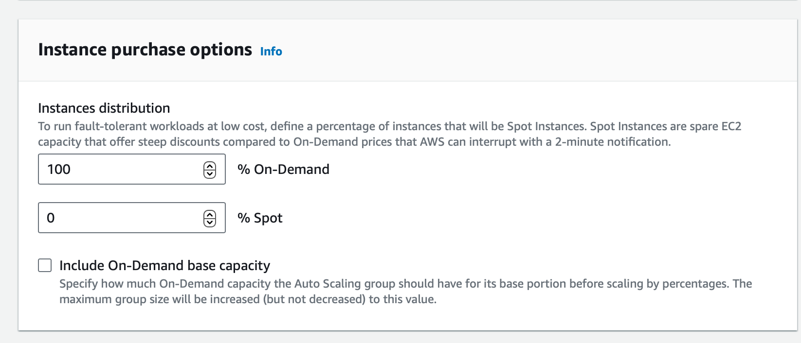 “Instance purchase options” section