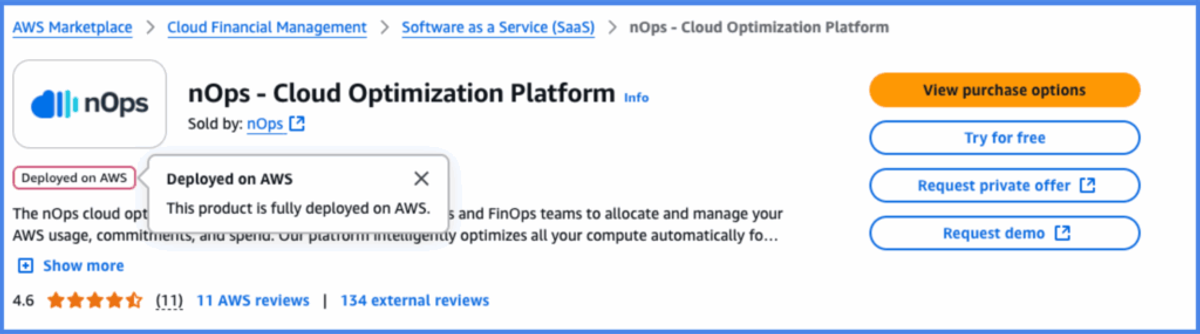 nOps is deployed on AWS