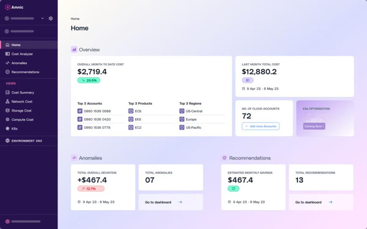 Amnic cost dashboard