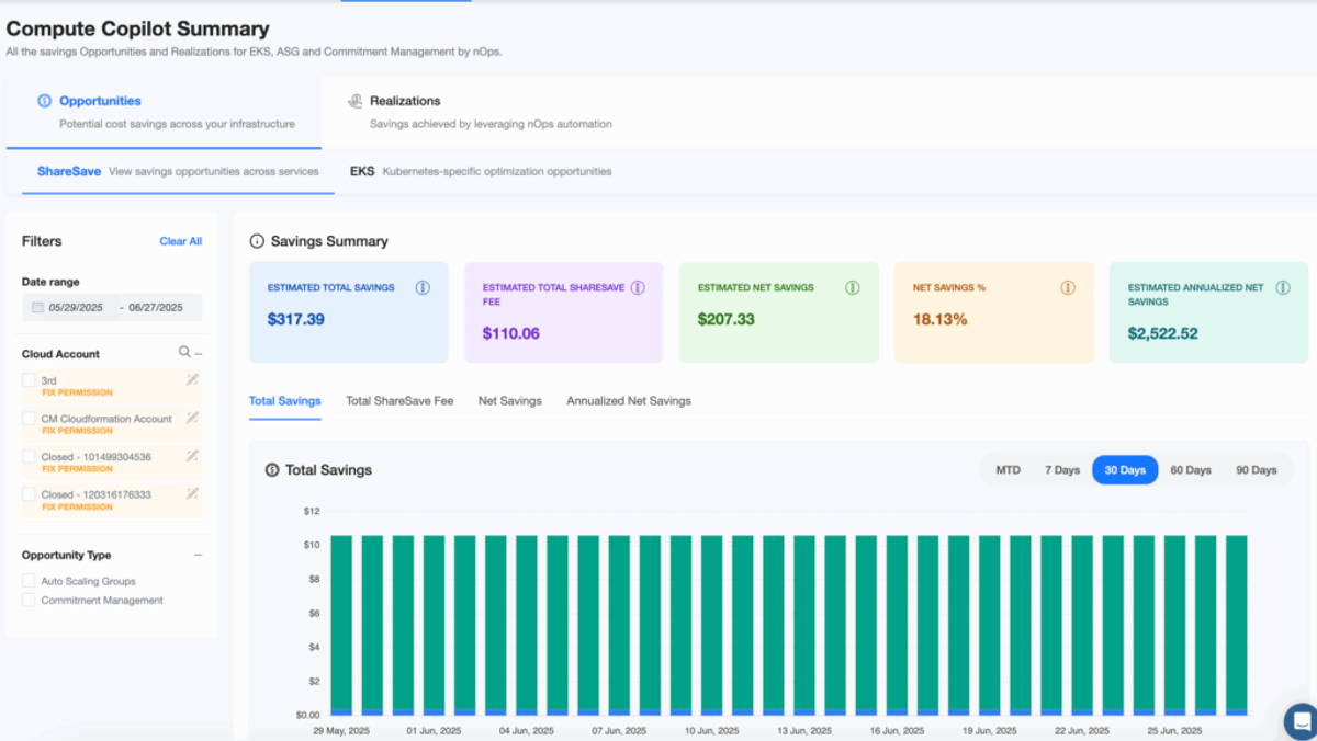 Screenshot of Compute Copilot Summary Page