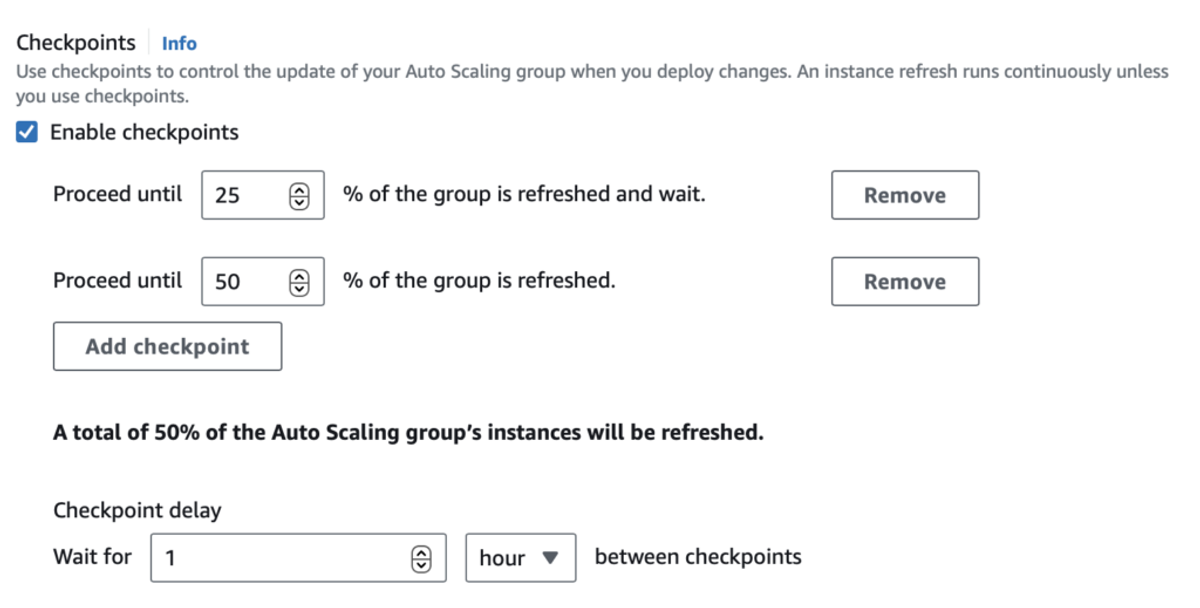 instance refresh checkpoints
