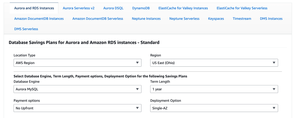 Database Savings Plans in AWS