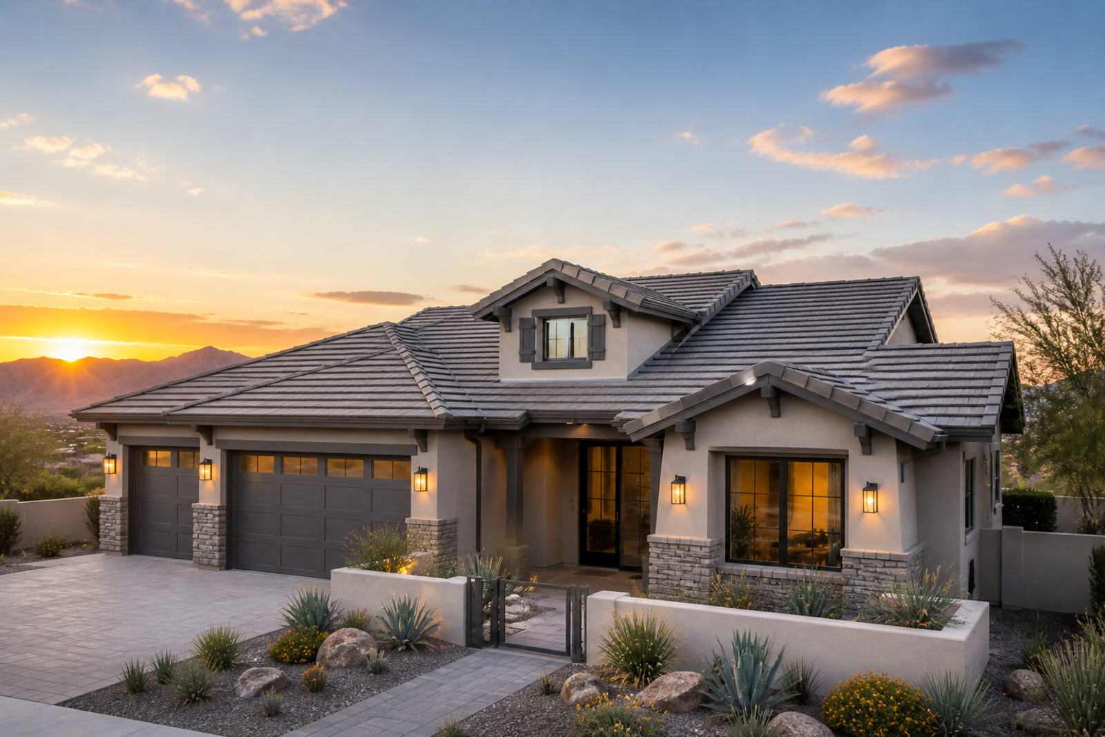 Concrete tile roof on an Arizona home