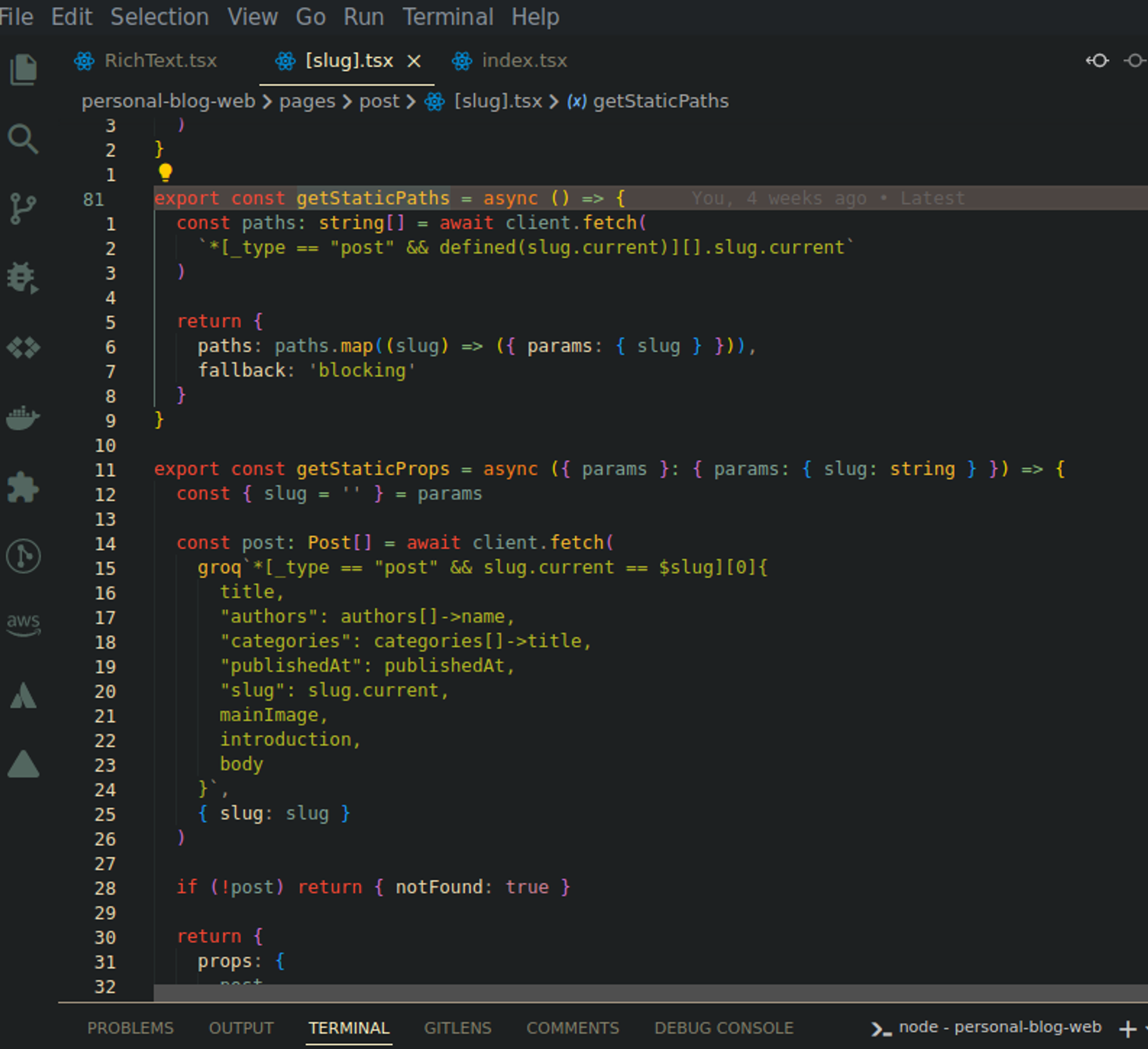 Picture of code in VSCode Vim mode