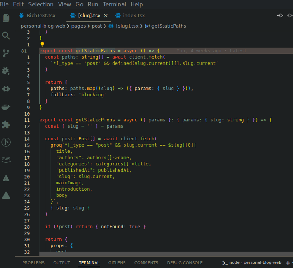 Picture of code in VSCode Vim mode