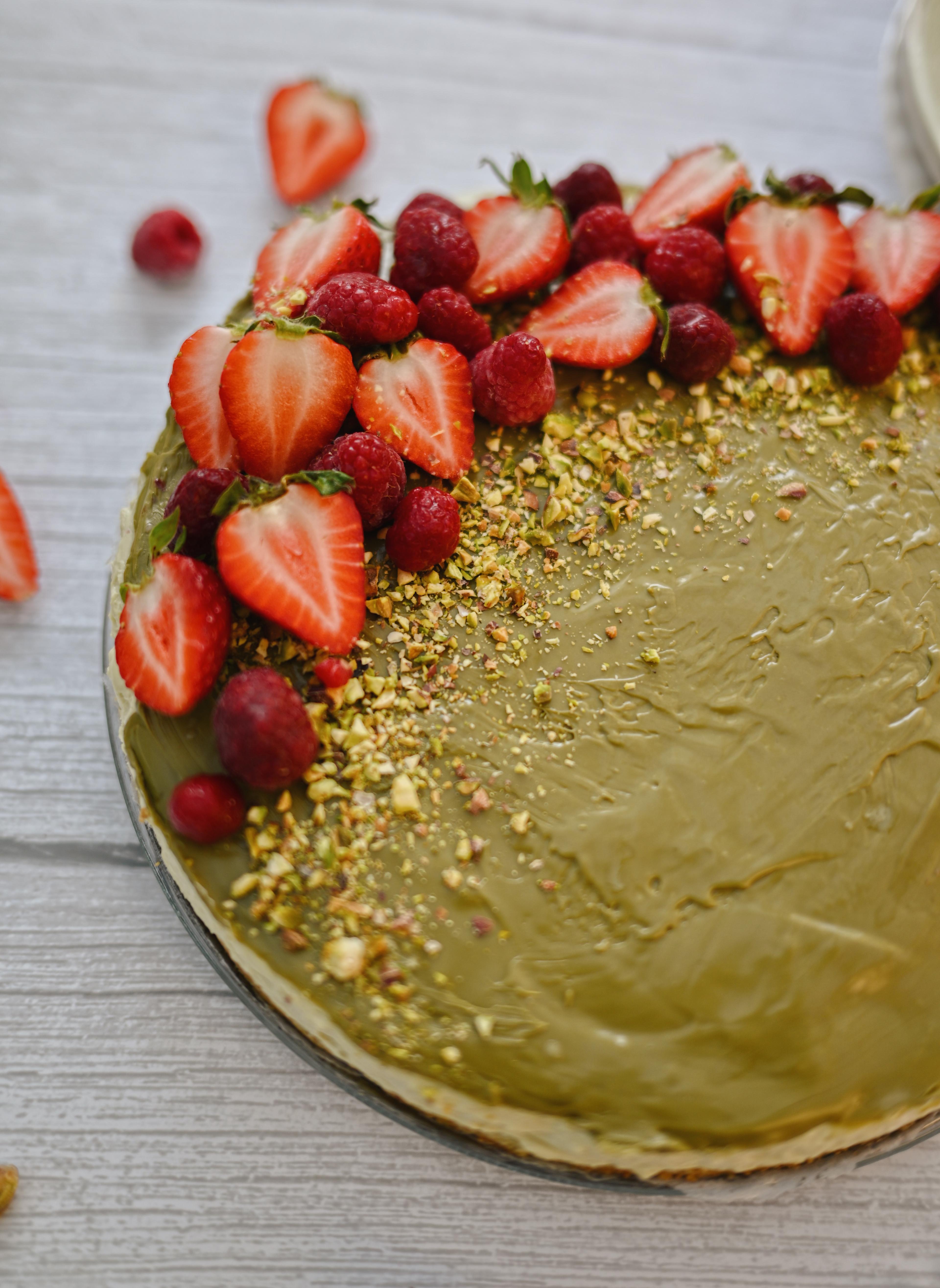 Pisztáciás Málnás sajttorta