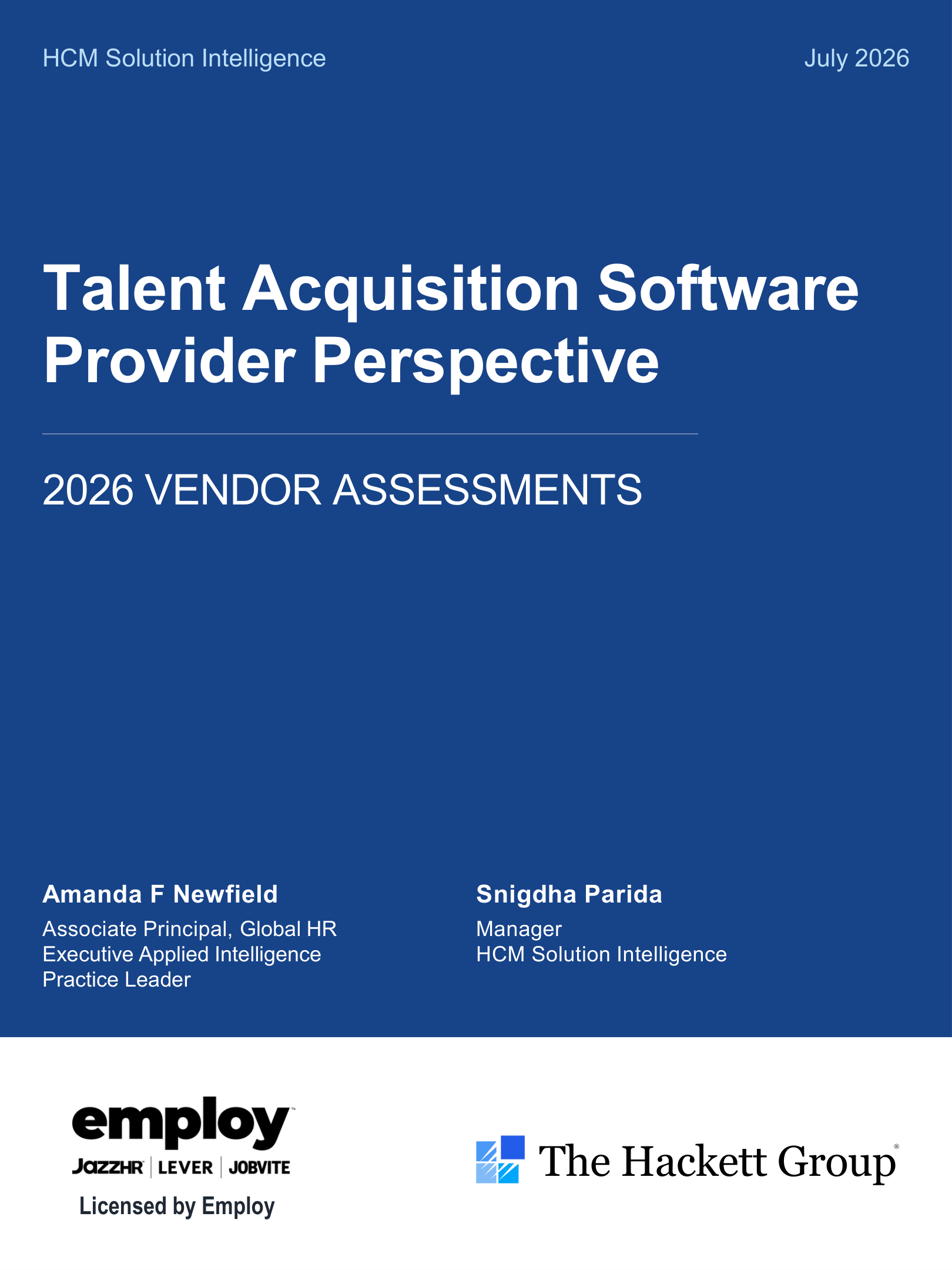 The Hackett Group 2026 Talent Acquisition Vendor Assessment report cover