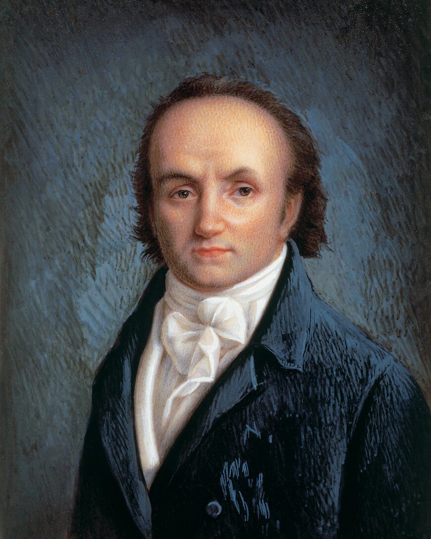 Painted portrait of Abraham-Louis Breguet in a blue coat and white cravat